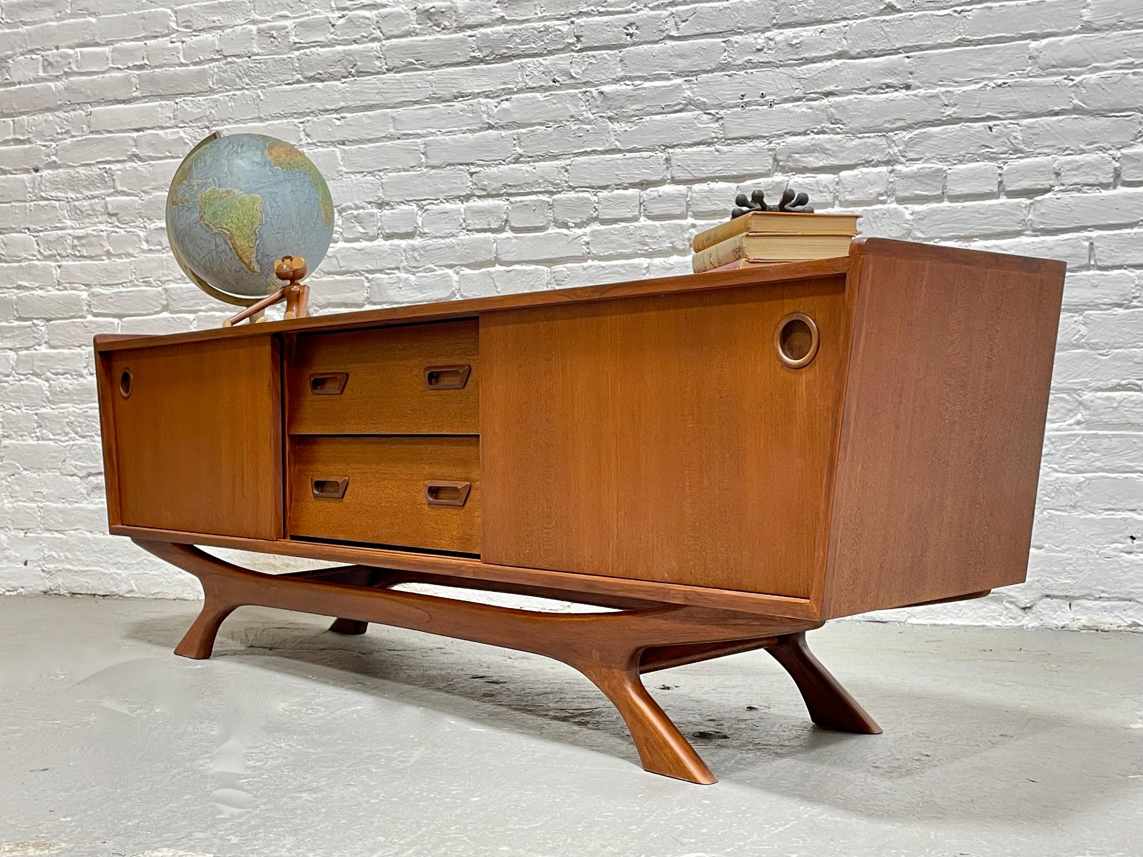 Long + Low Mid-Century Modern Styled Teak Credenza Media Stand 7