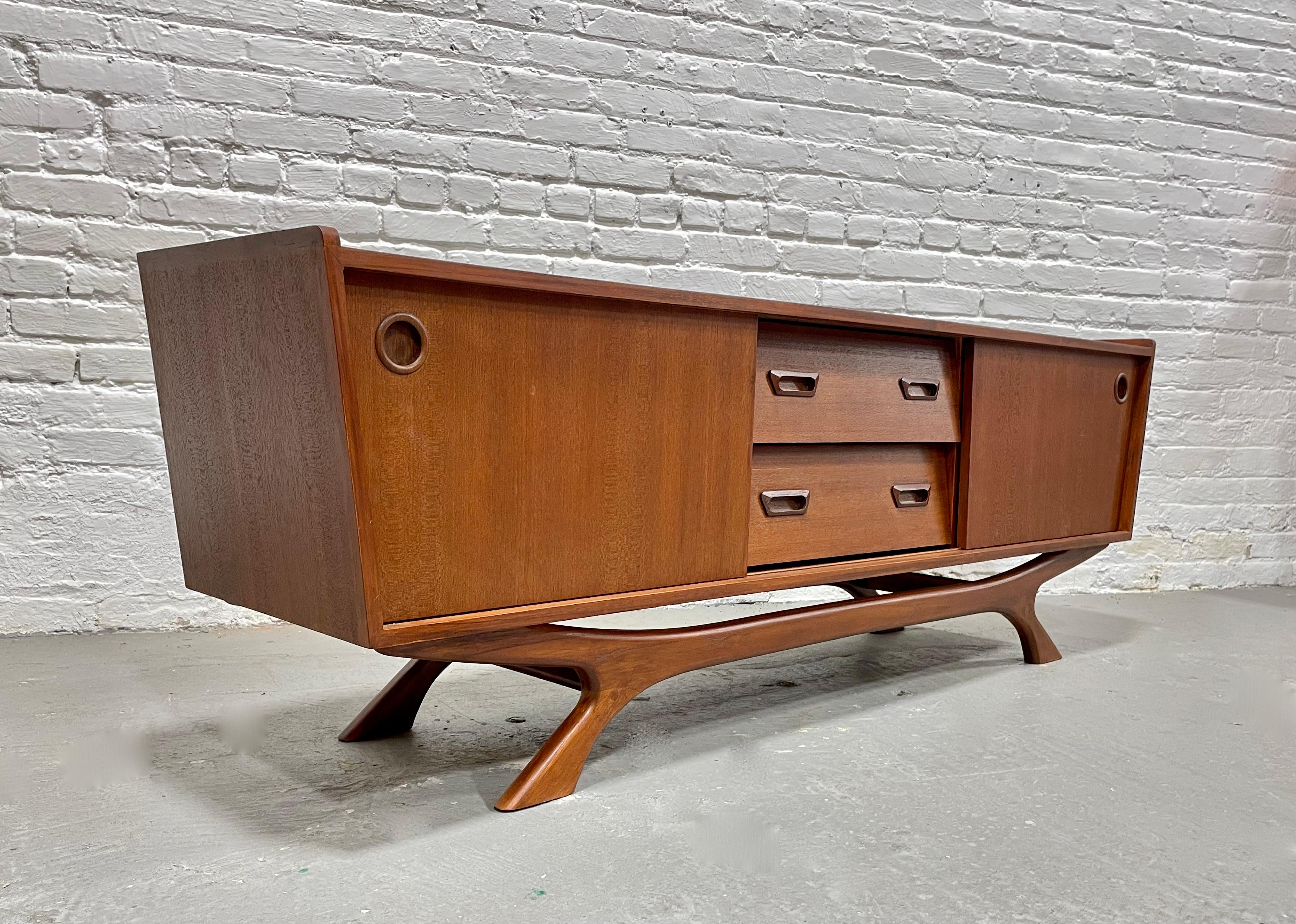 Long + Low Mid-Century Modern Styled Teak Credenza Media Stand 10