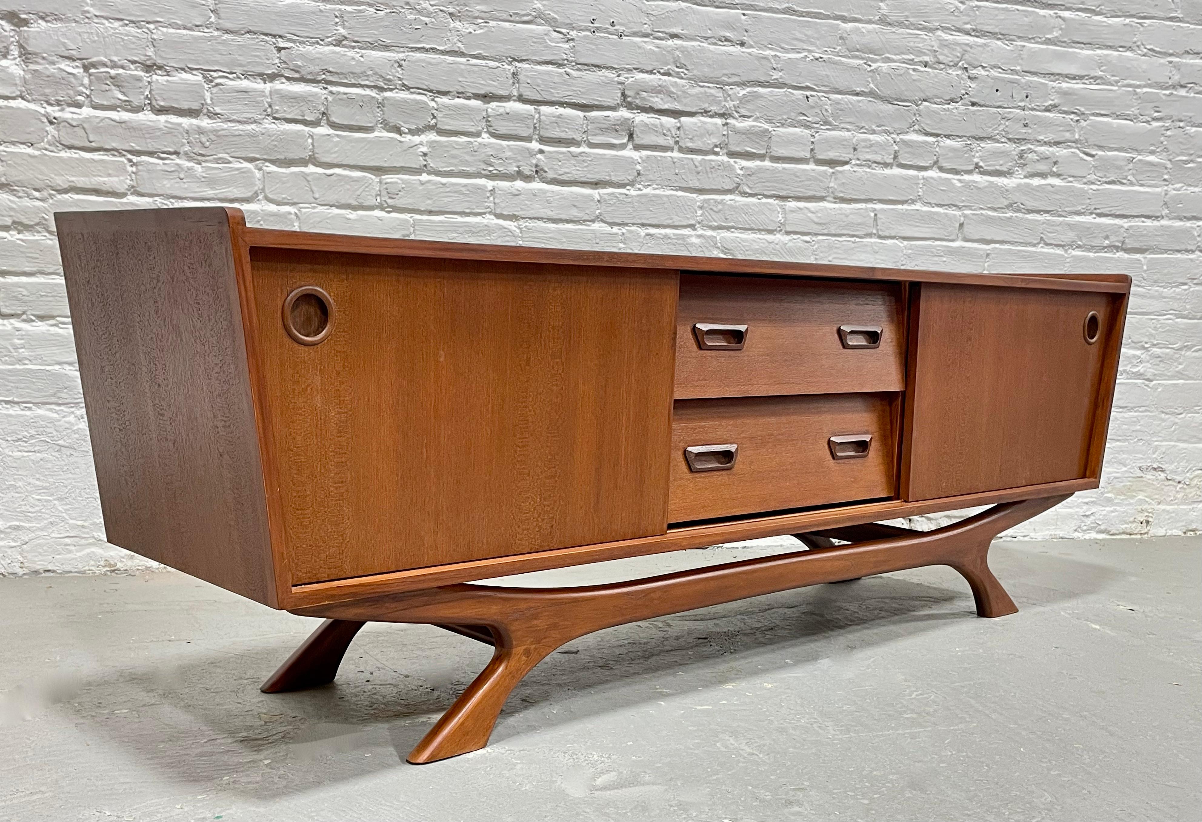 Long + Low Mid-Century Modern Styled Teak Credenza Media Stand 12