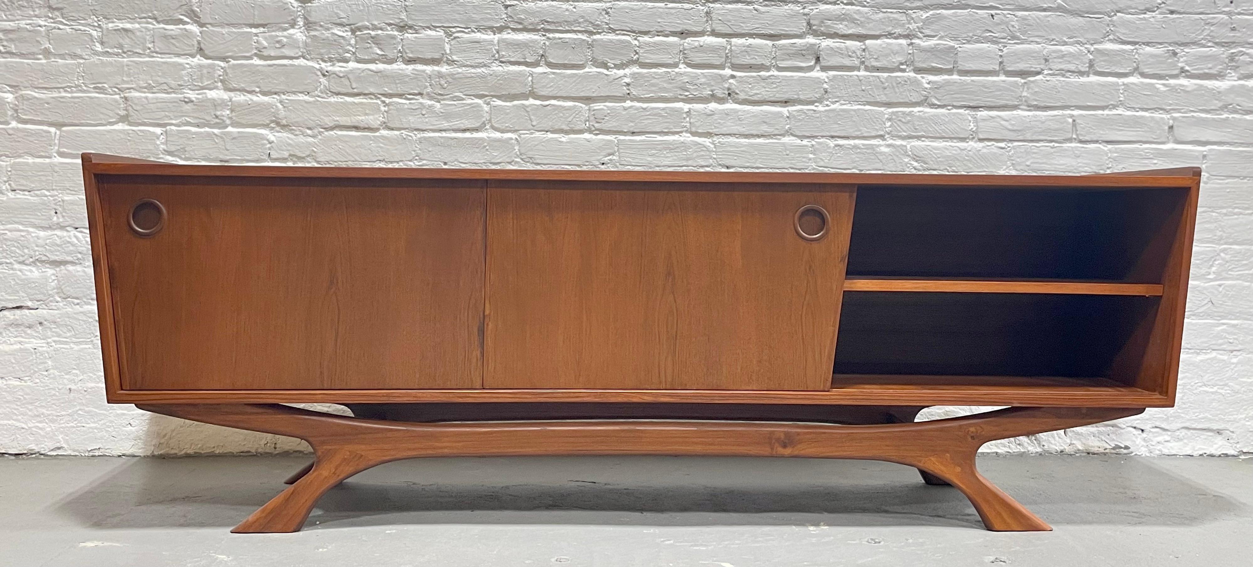 Contemporary Long + Low Mid-Century Modern Styled Teak Credenza Media Stand