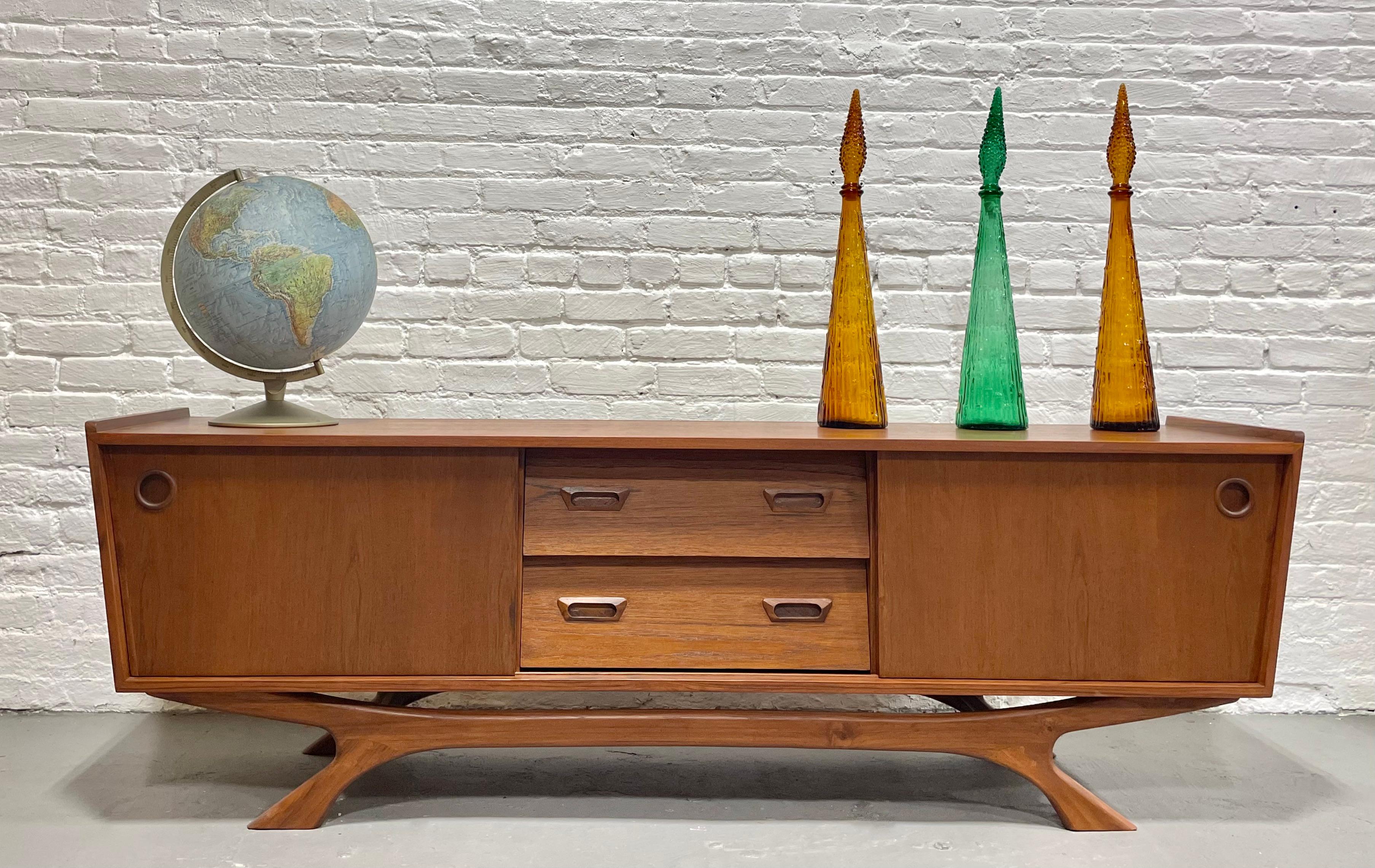 Long + Low Mid-Century Modern Styled Teak Credenza Media Stand 1