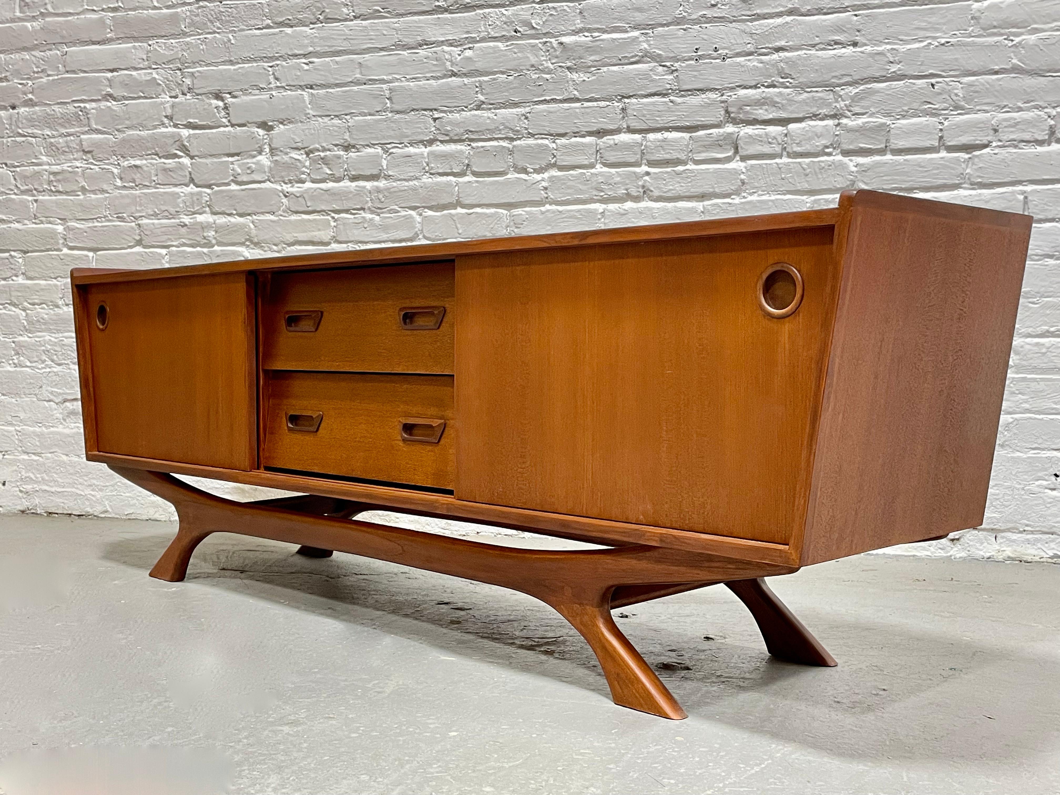 Long + Low Mid-Century Modern Styled Teak Credenza Media Stand 1