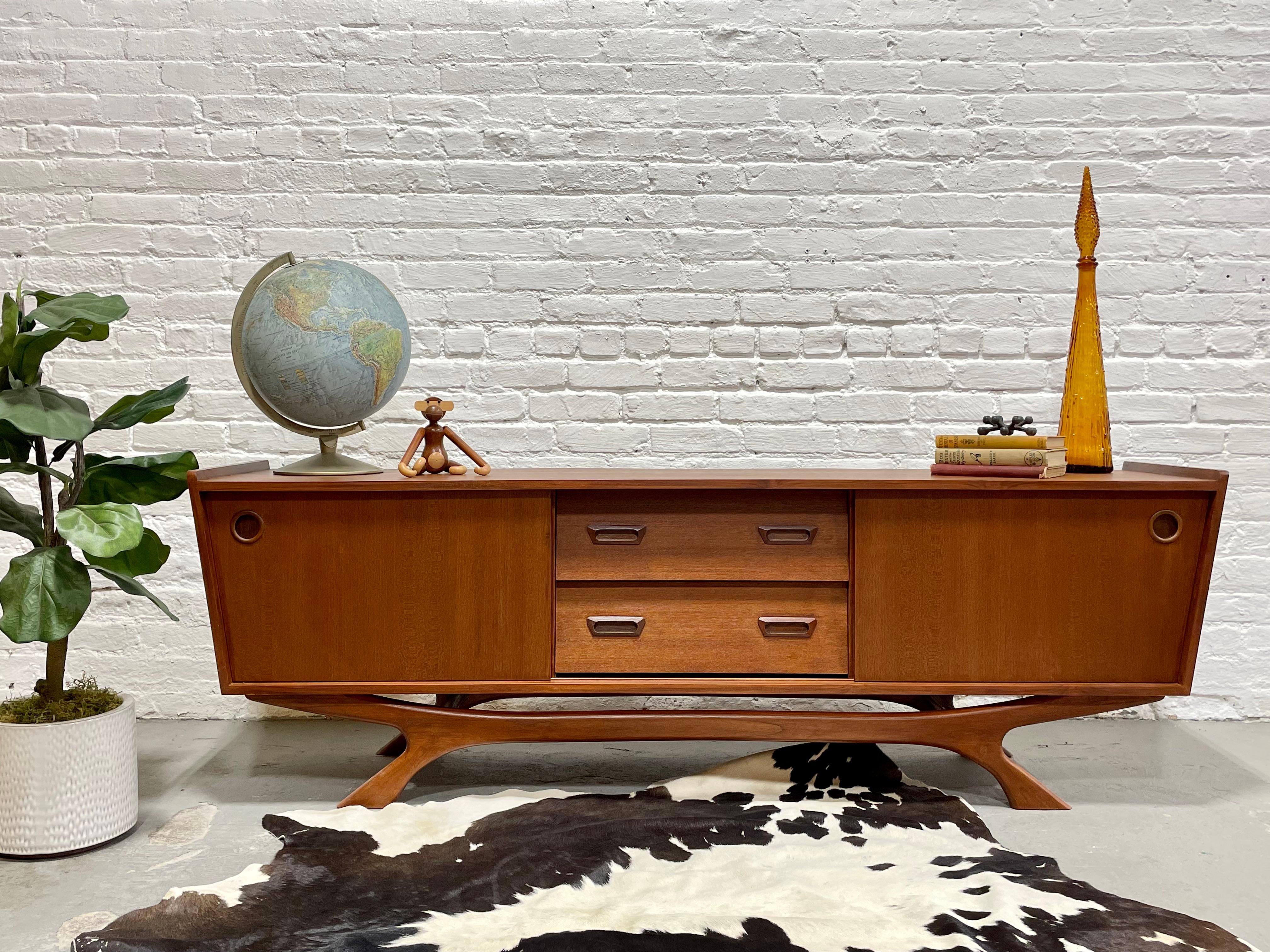Long + Low Mid-Century Modern Styled Teak Credenza Media Stand 2