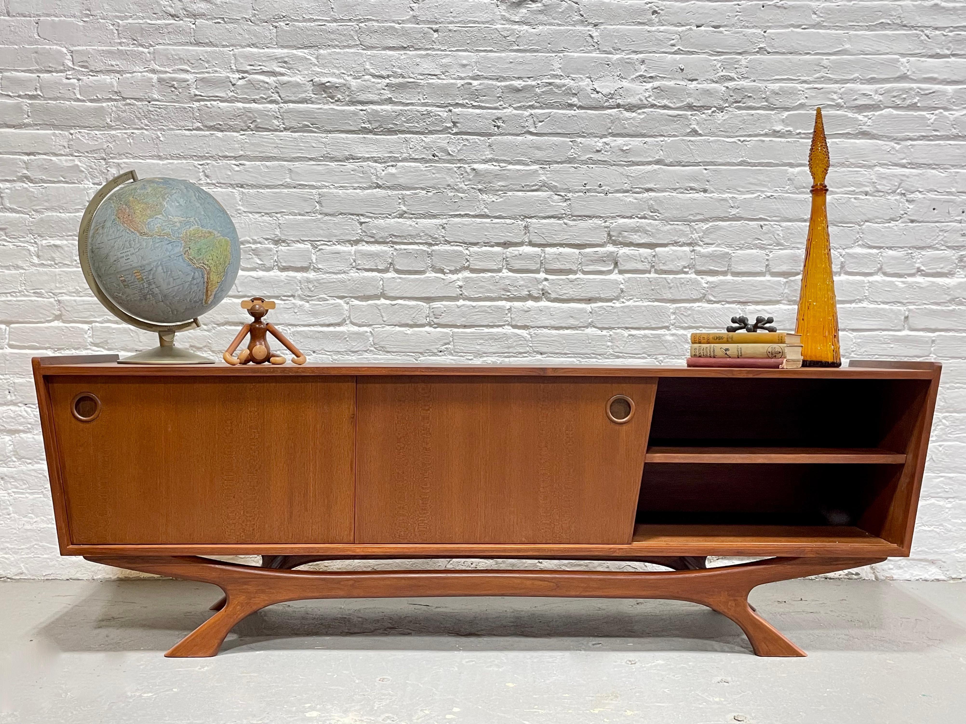 Long + Low Mid-Century Modern Styled Teak Credenza Media Stand 3