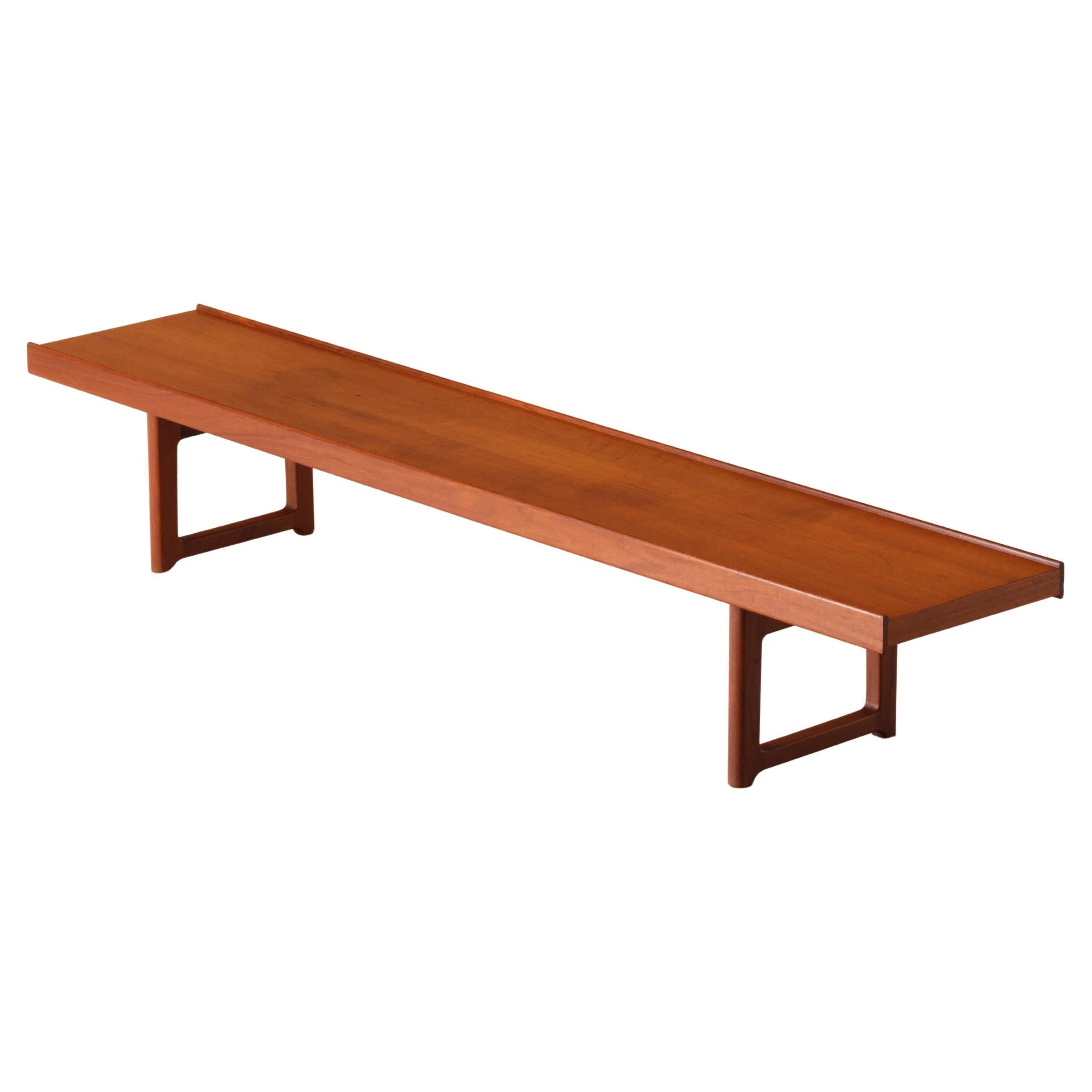 Long Low Teak Bench "Krobo" by Torbjörn Afdal for Bruksbo, 1960s For Sale