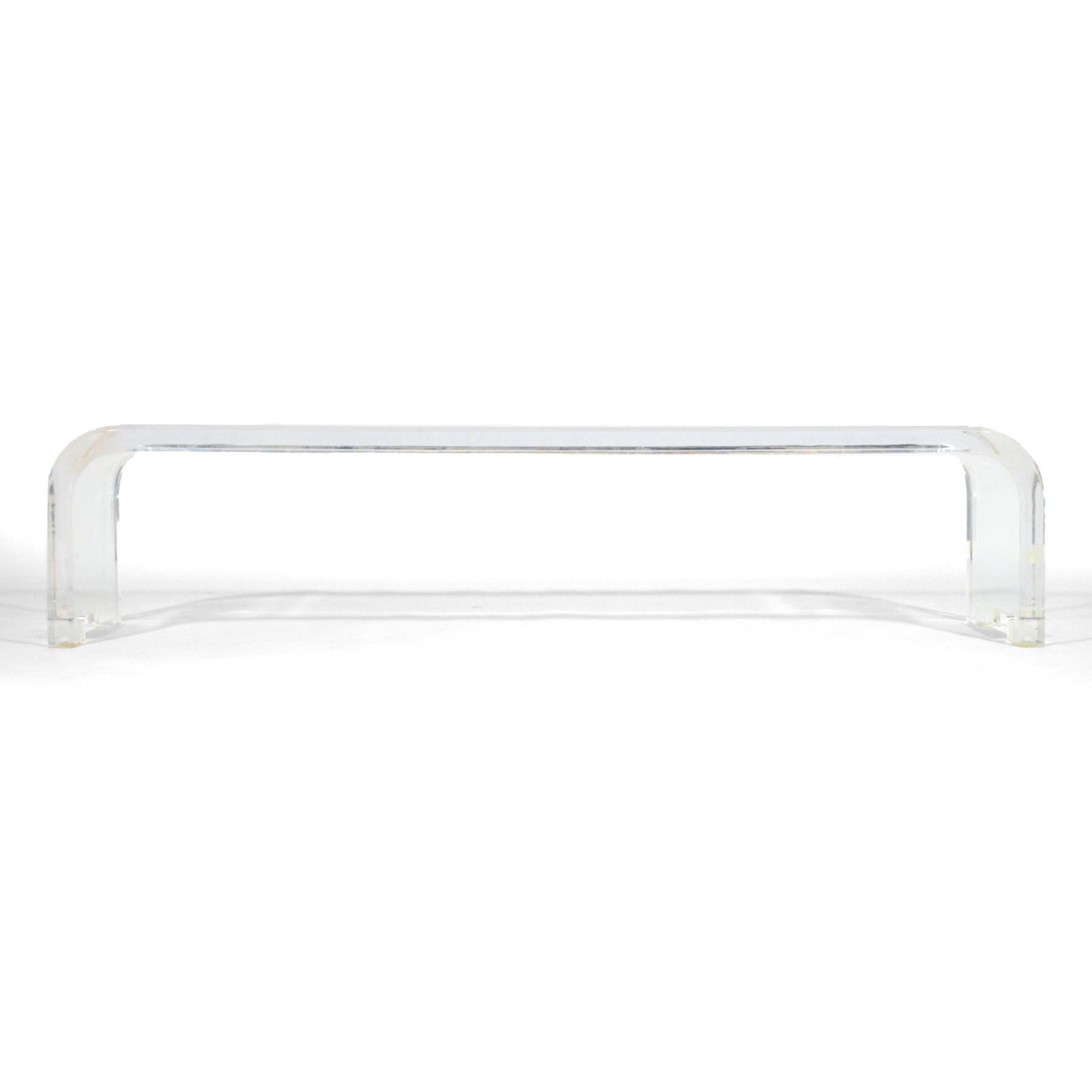 Mid-Century Modern Long Lucite Waterfall Bench