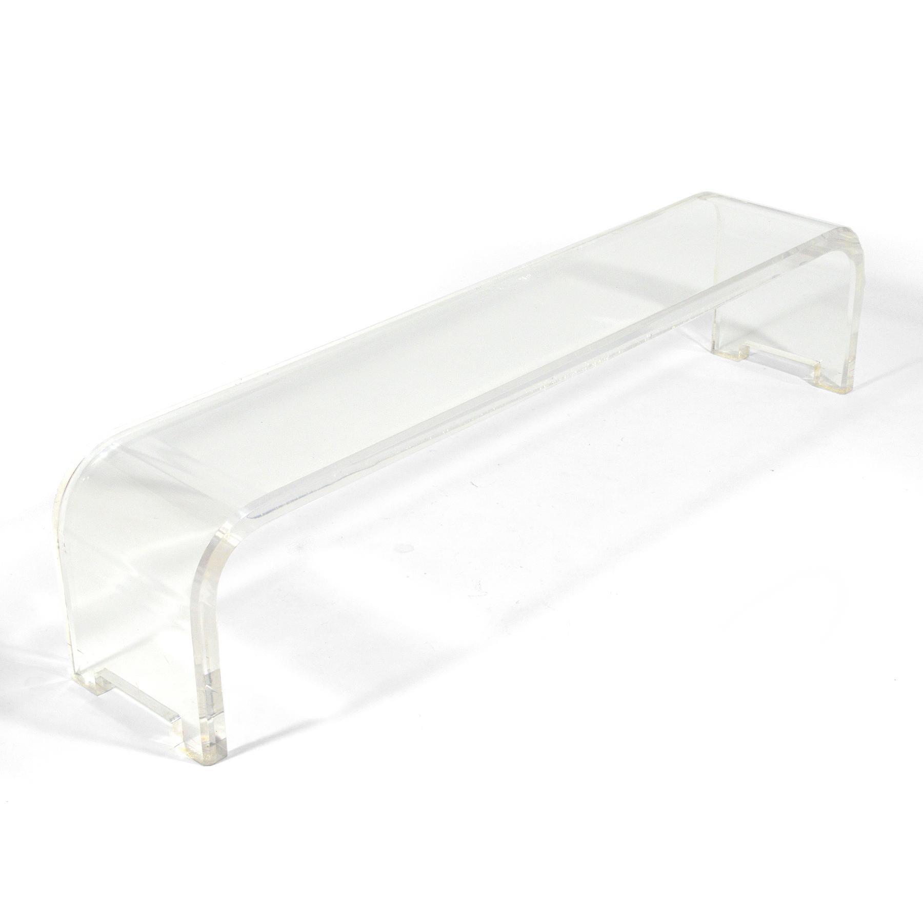 American Long Lucite Waterfall Bench