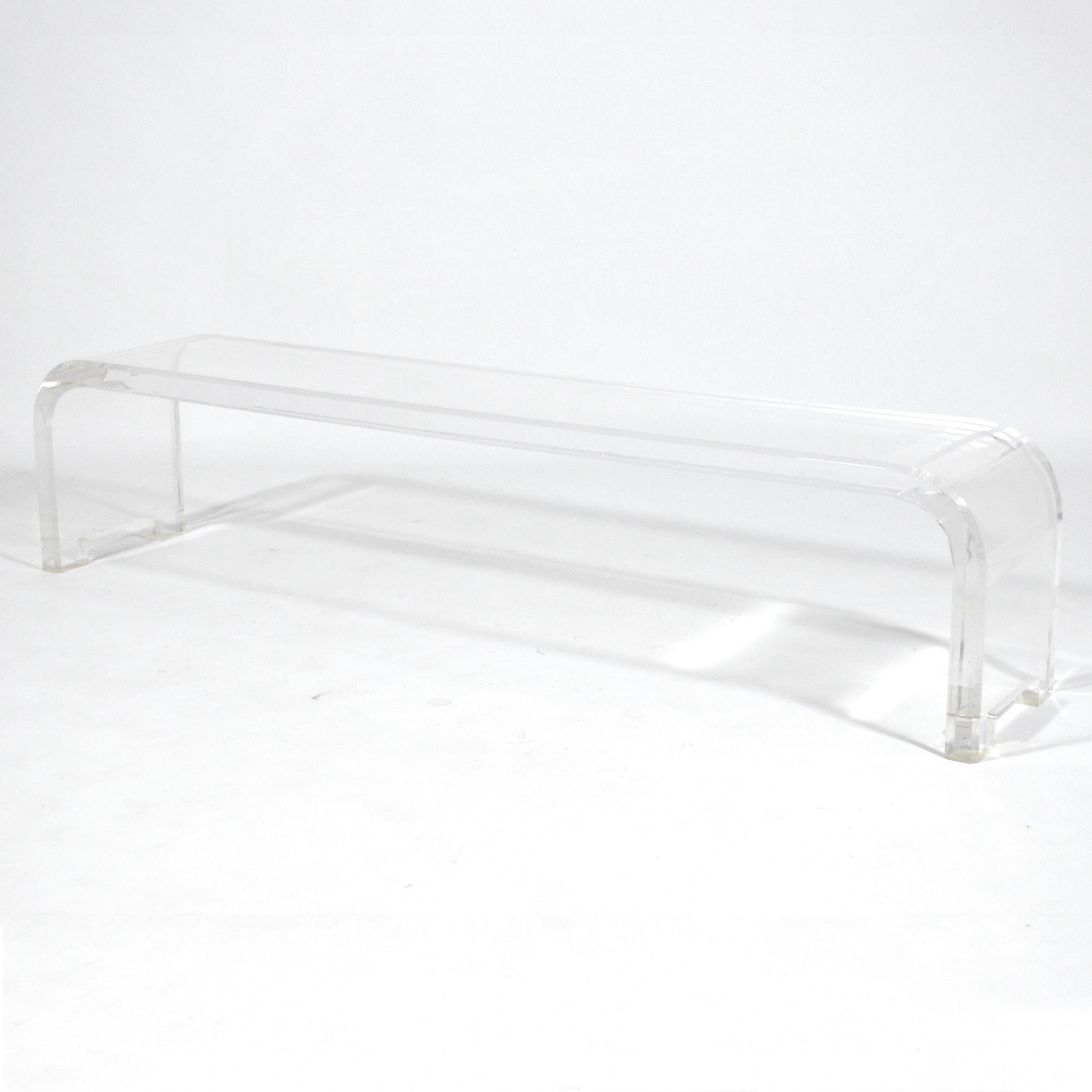 Late 20th Century Long Lucite Waterfall Bench
