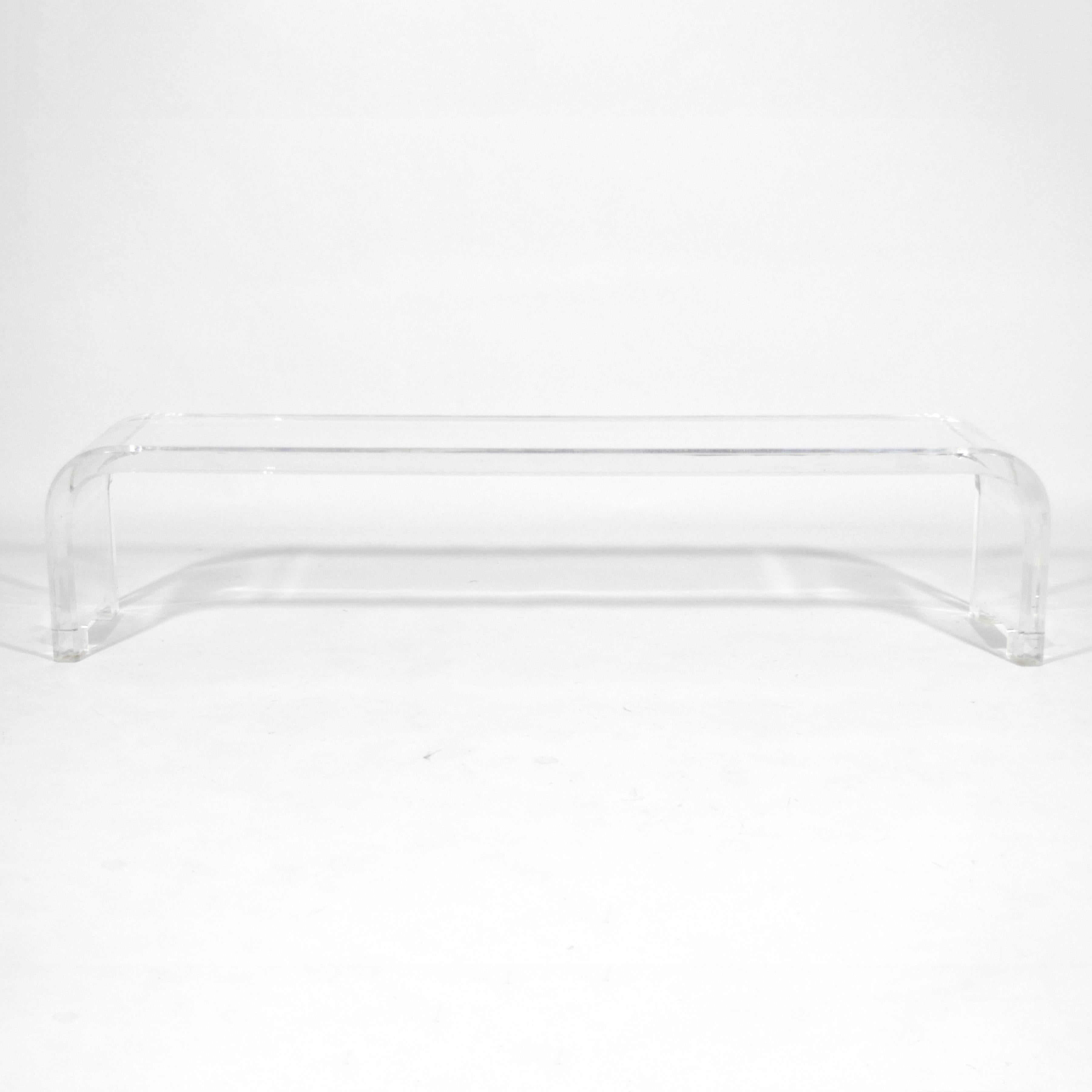 Long Lucite Waterfall Bench 1