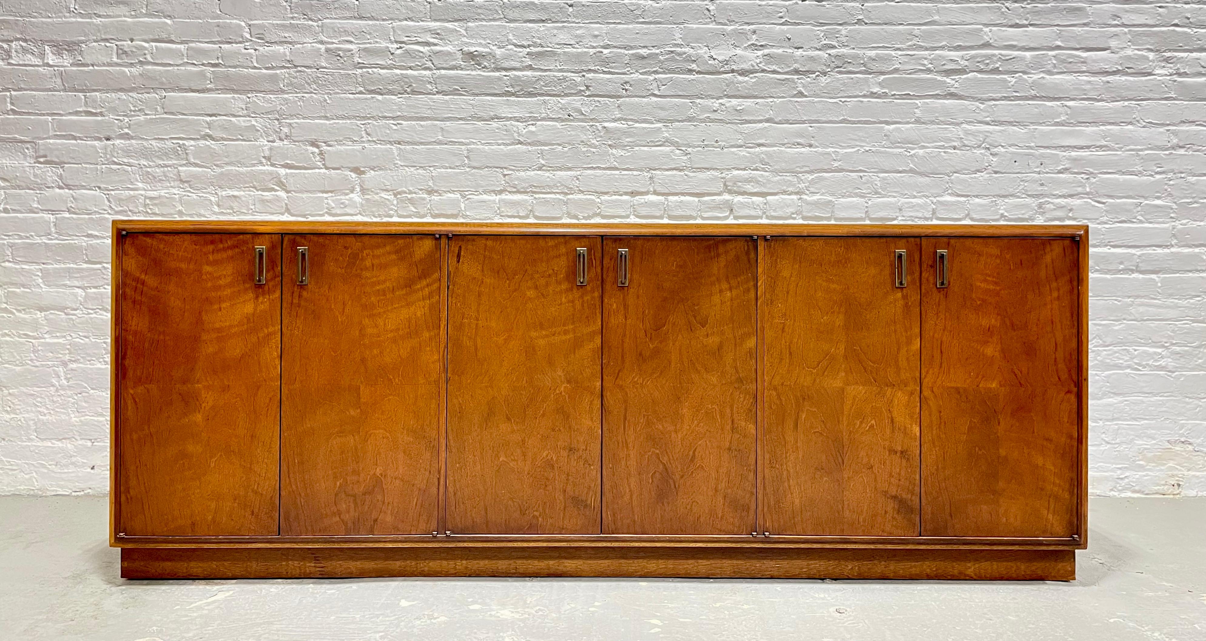 Parquetry LONG + MAGNIFICENT Mid Century Modern Walnut CREDENZA / Media Stand / Sideboard  For Sale