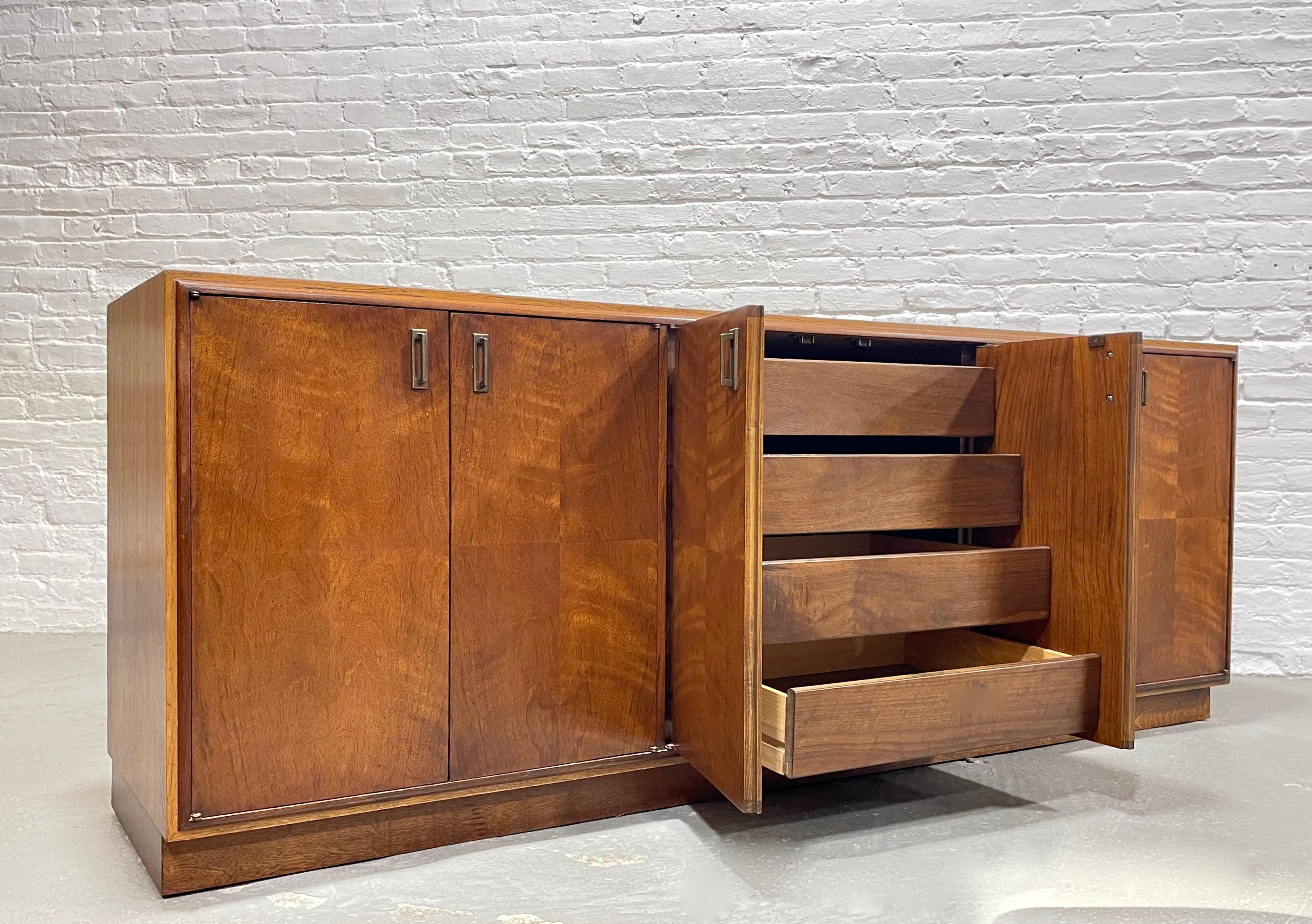 Mid-20th Century LONG + MAGNIFICENT Mid Century Modern Walnut CREDENZA / Media Stand / Sideboard  For Sale