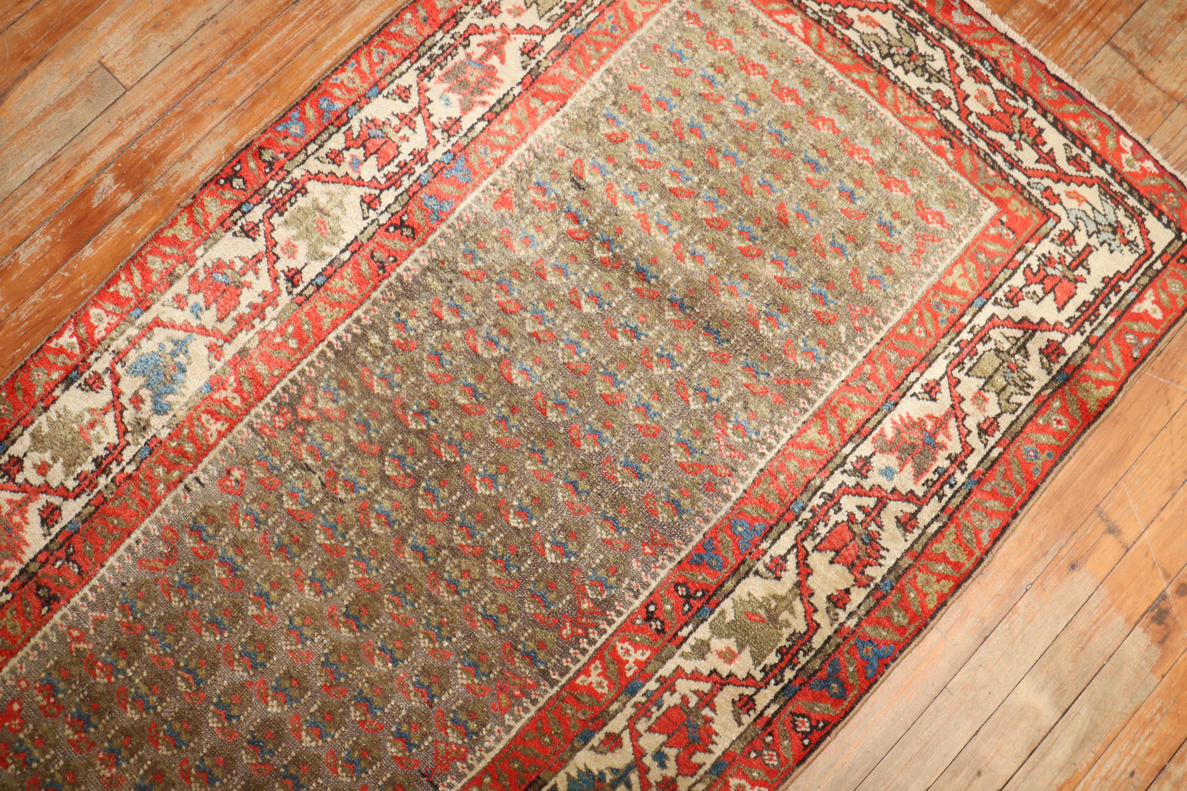 Hand-Knotted Long Malayer Antique Persian Runner For Sale