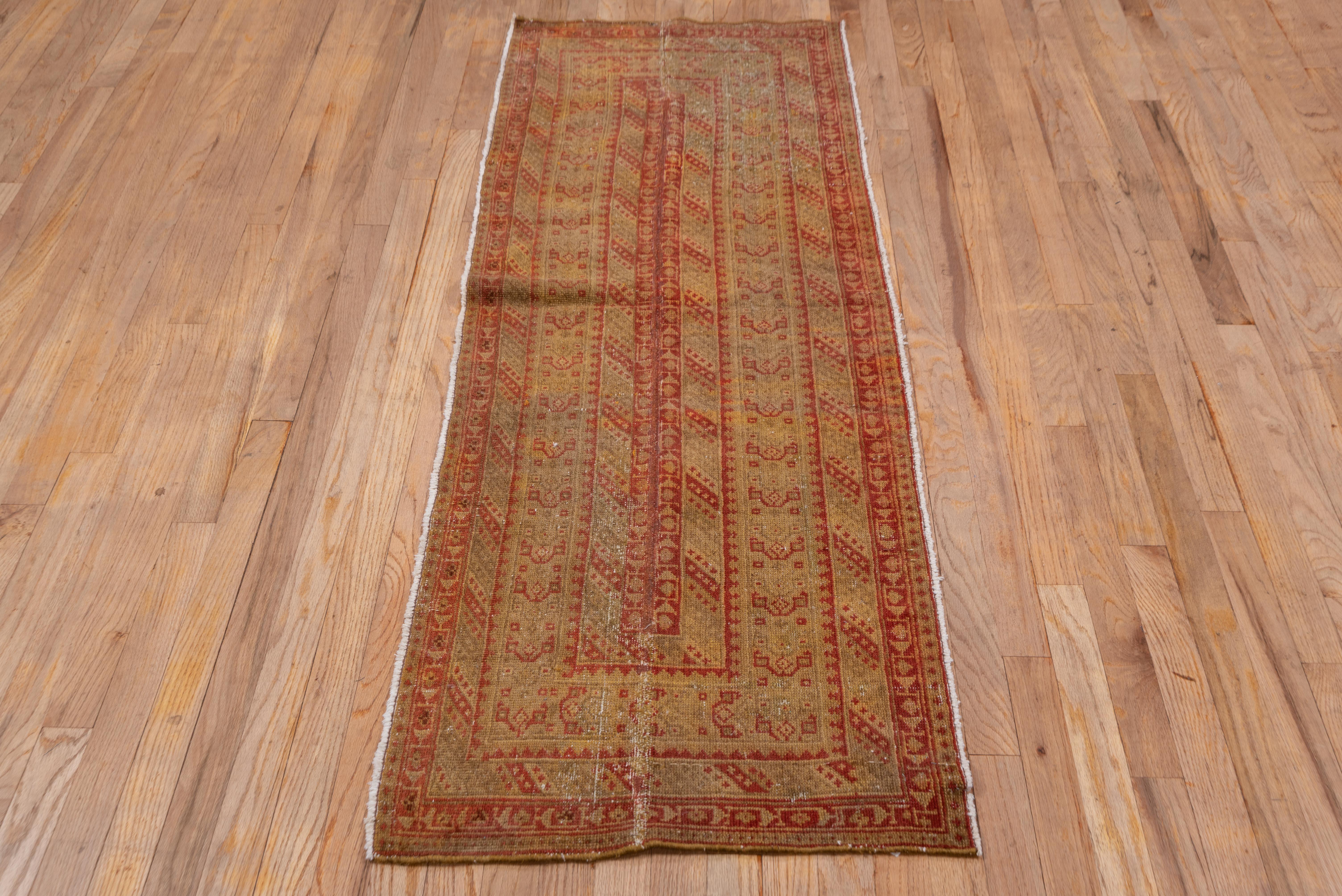 Wool Long Malayer Runner in Golden Orange and Rusted Lemon For Sale