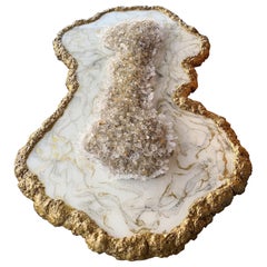 Long marble and quartz resin coffee table