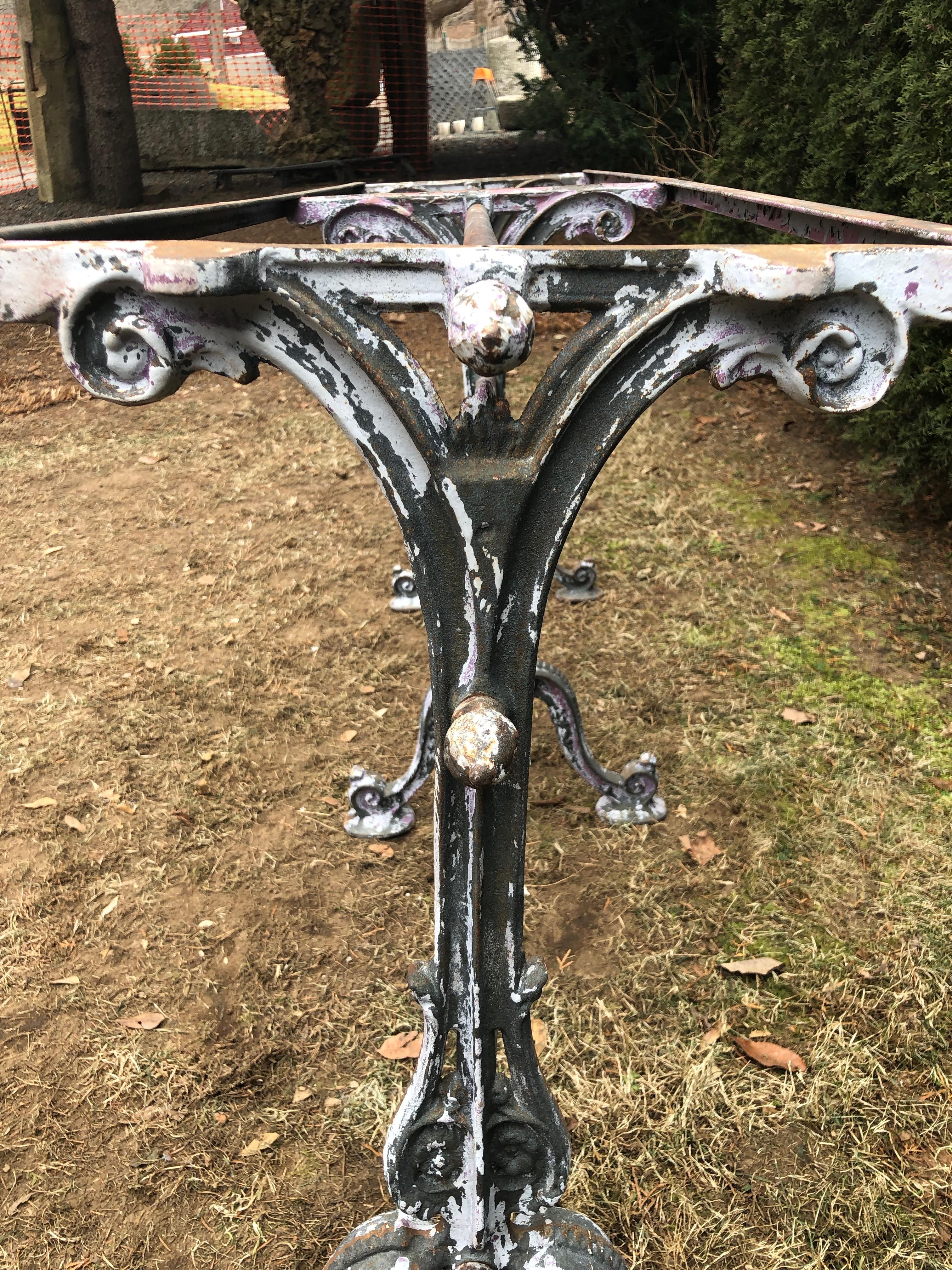 Long Marble-Topped Belgian Cast Iron Console Table 7