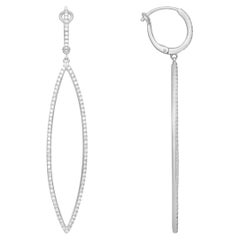Orecchini a goccia lunghi con diamanti e marquise in oro bianco 14K con chiusura a strappo