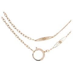 Long Marquise and Stars 18K Rose Gold Chain Necklace Large Diamond Clasp R4454