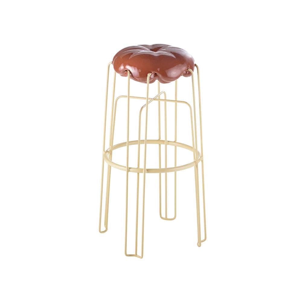 Long Marshmallow Stool by Paul Ketz in Fetish Black, Polyurethane Foam and Steel In New Condition For Sale In New York, NY