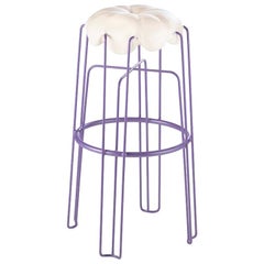 Long Marshmallow Stool by Paul Ketz in Moonflower, Polyurethane Foam and Steel