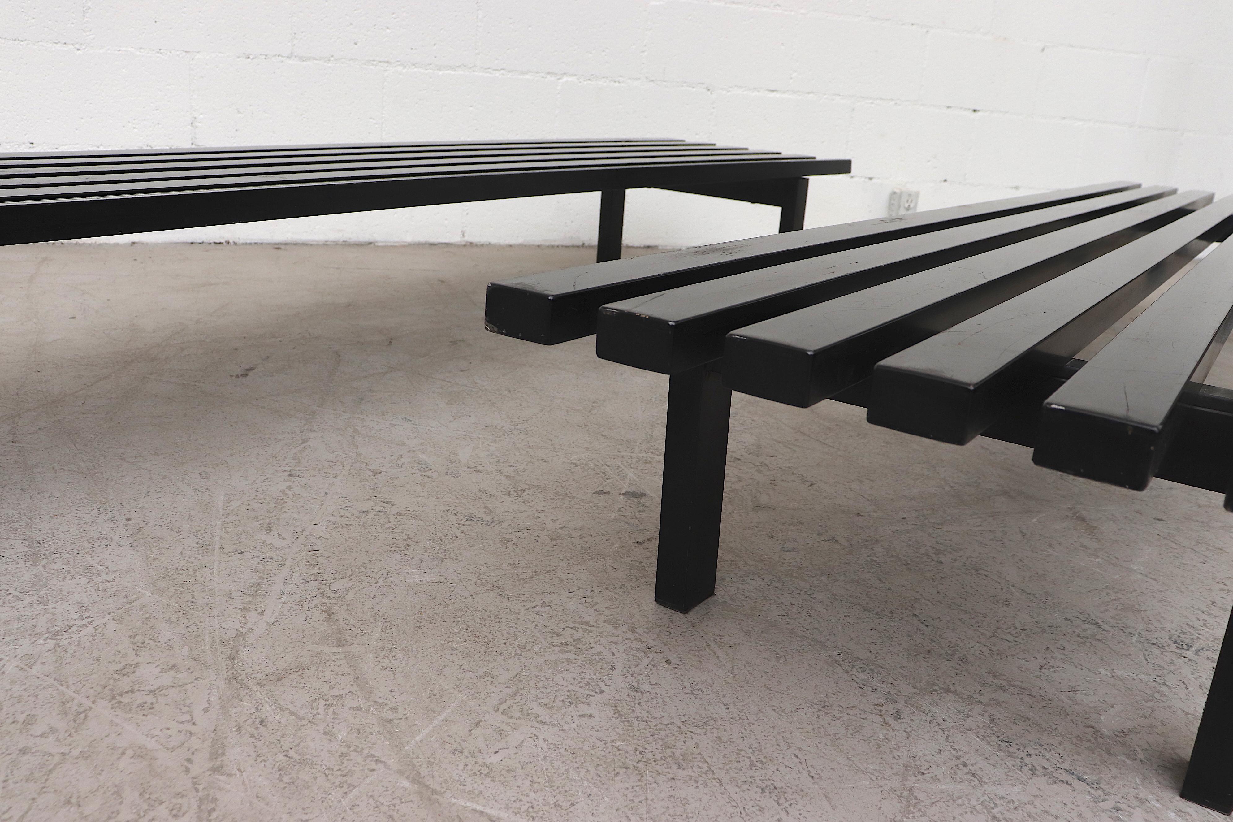 Long Martin Visser Style Enameled Metal Slat Benches 5