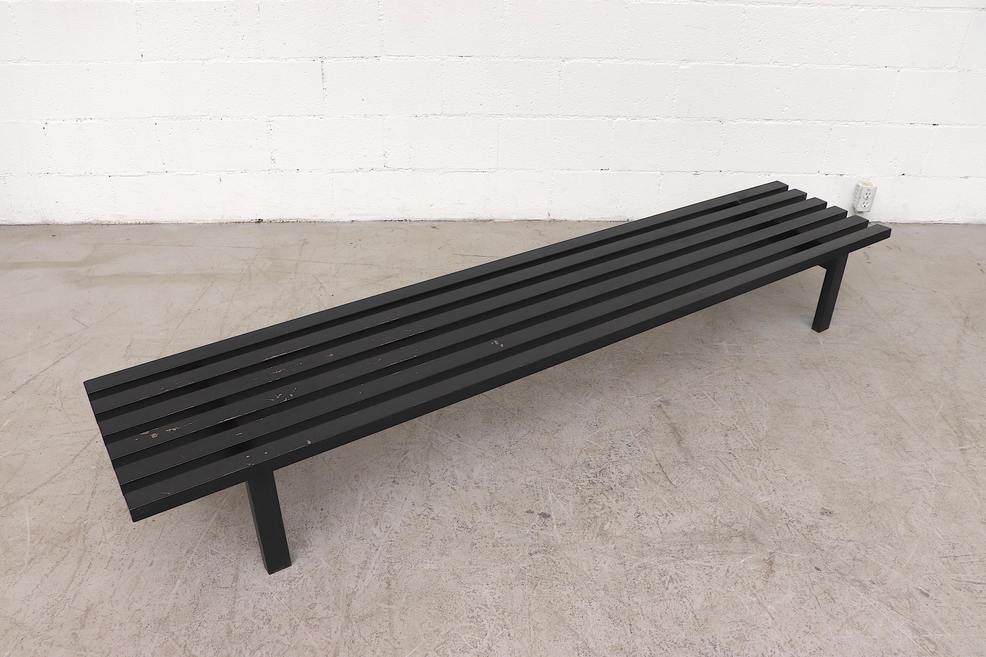 Long Martin Visser Style Enameled Metal Slat Benches 7