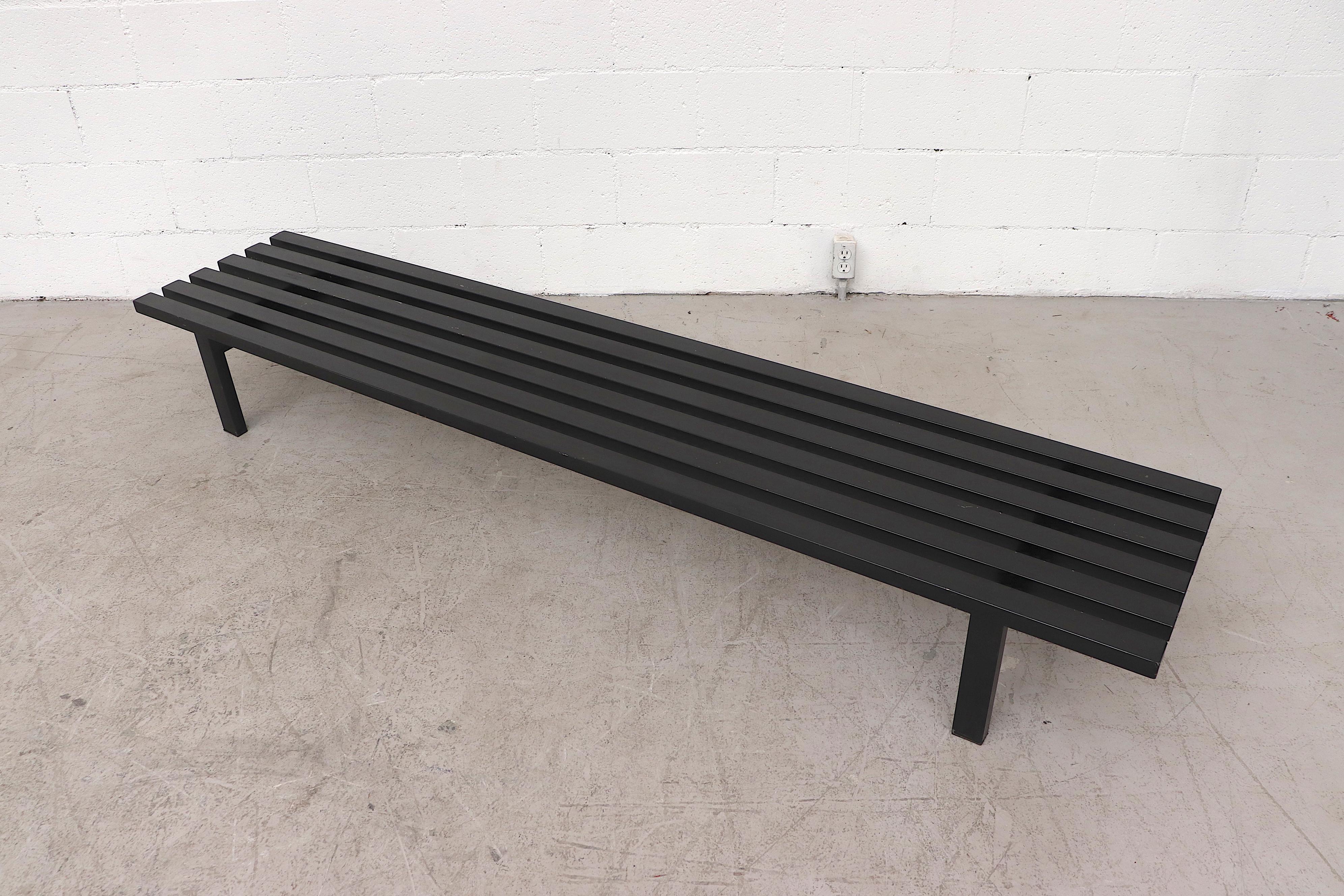 Long Martin Visser Style Enameled Metal Slat Benches 8