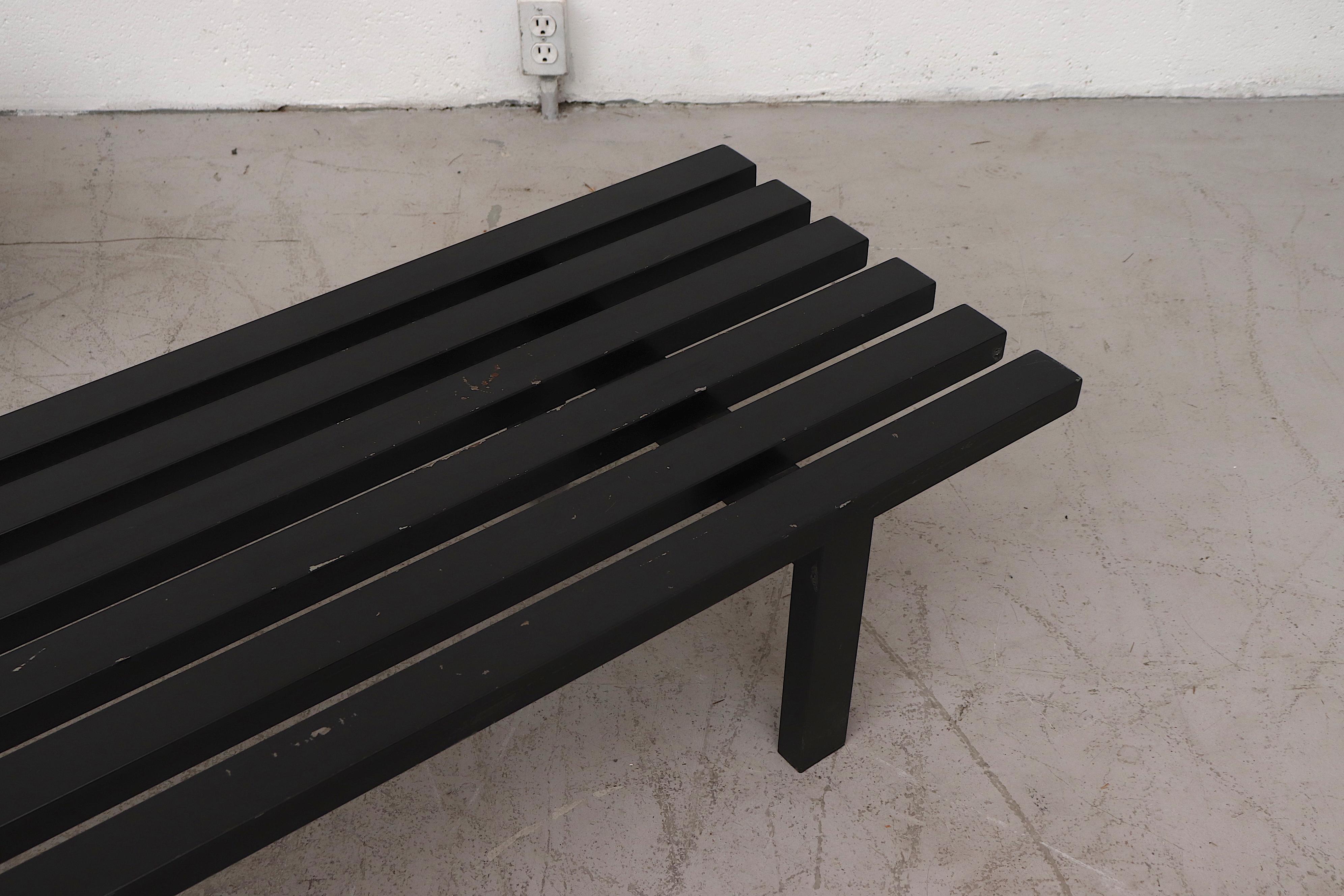 Long Martin Visser Style Enameled Metal Slat Benches In Good Condition In Los Angeles, CA