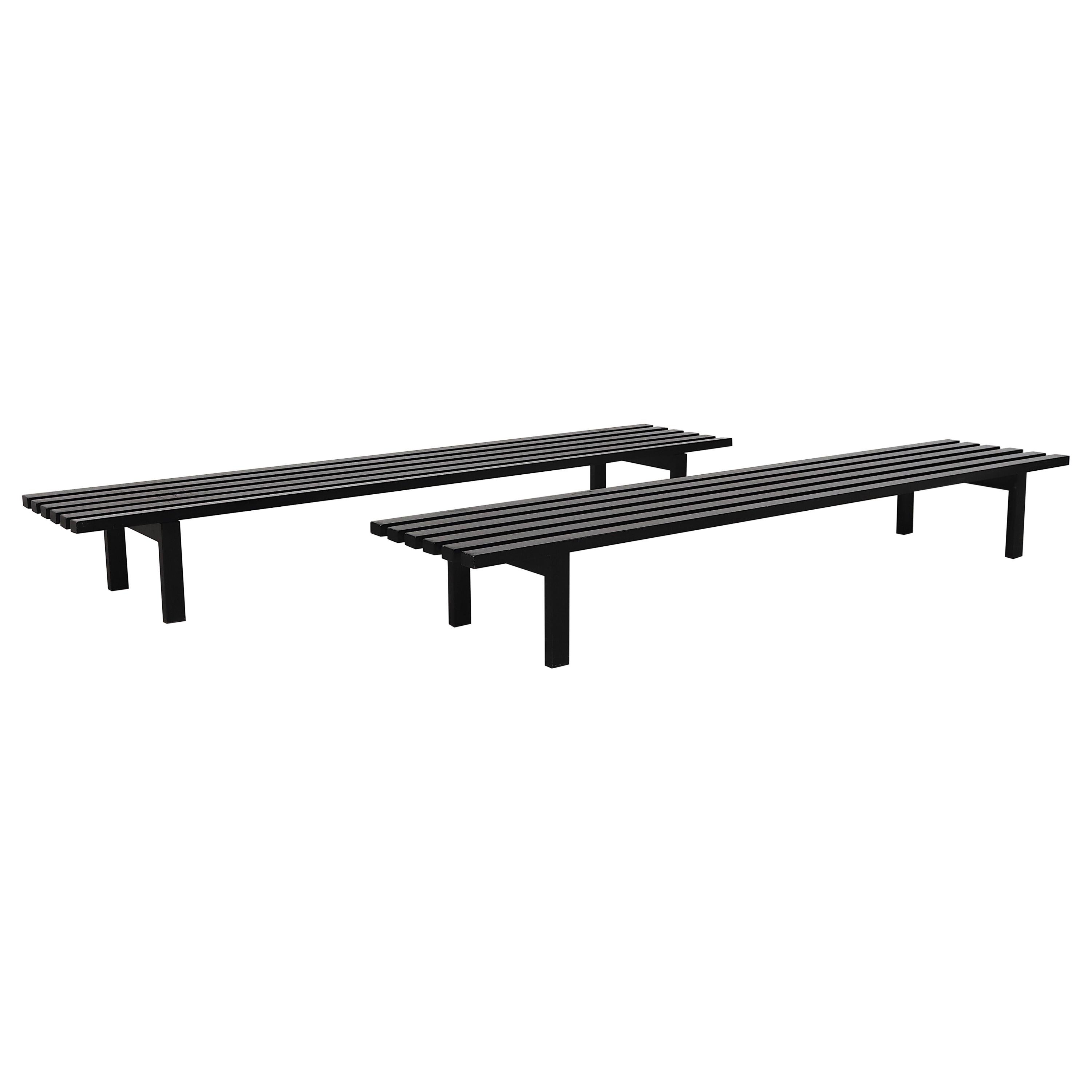 Long Martin Visser Style Enameled Metal Slat Benches