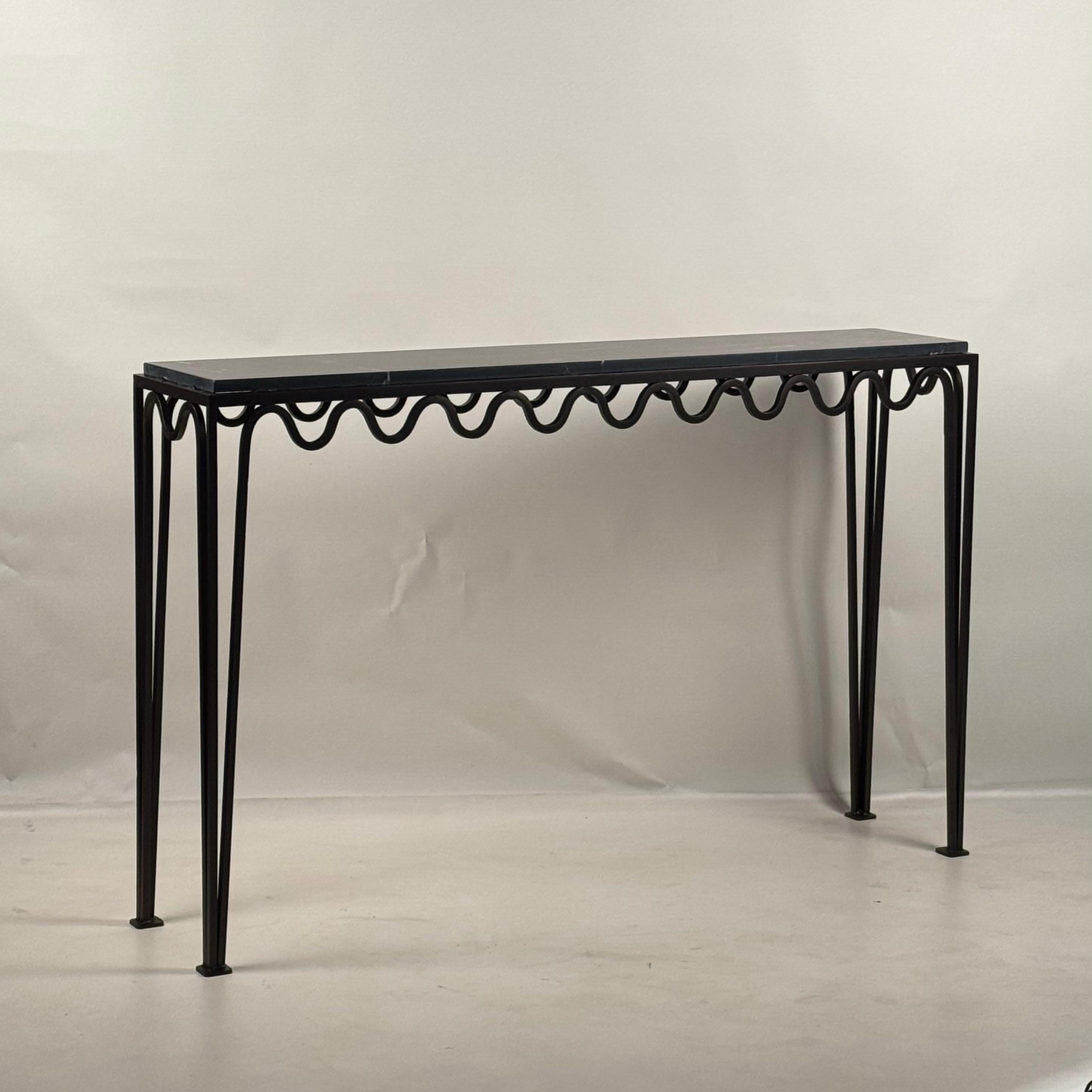 American Long Méandre Bronze and Nero Marquina Console by Design Frères