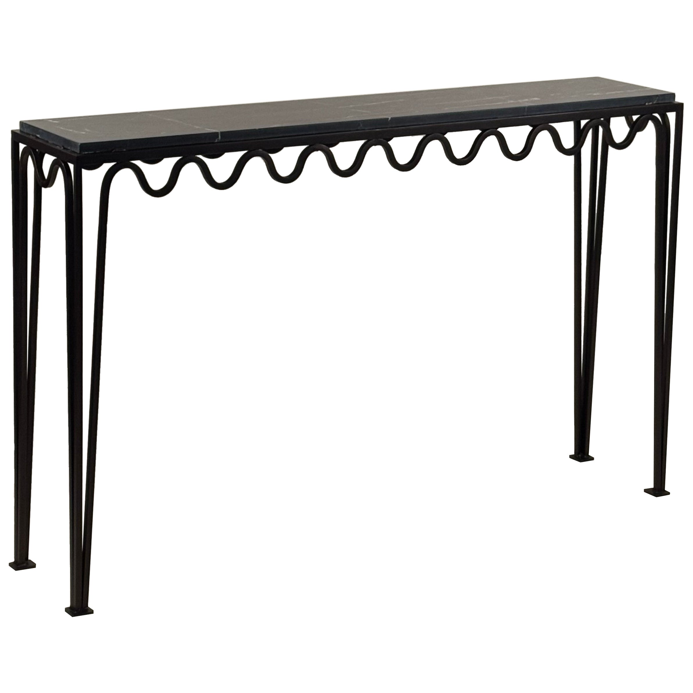 Long Méandre Bronze and Nero Marquina Console by Design Frères