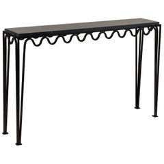 Long Méandre Bronze and Nero Marquina Console by Design Frères