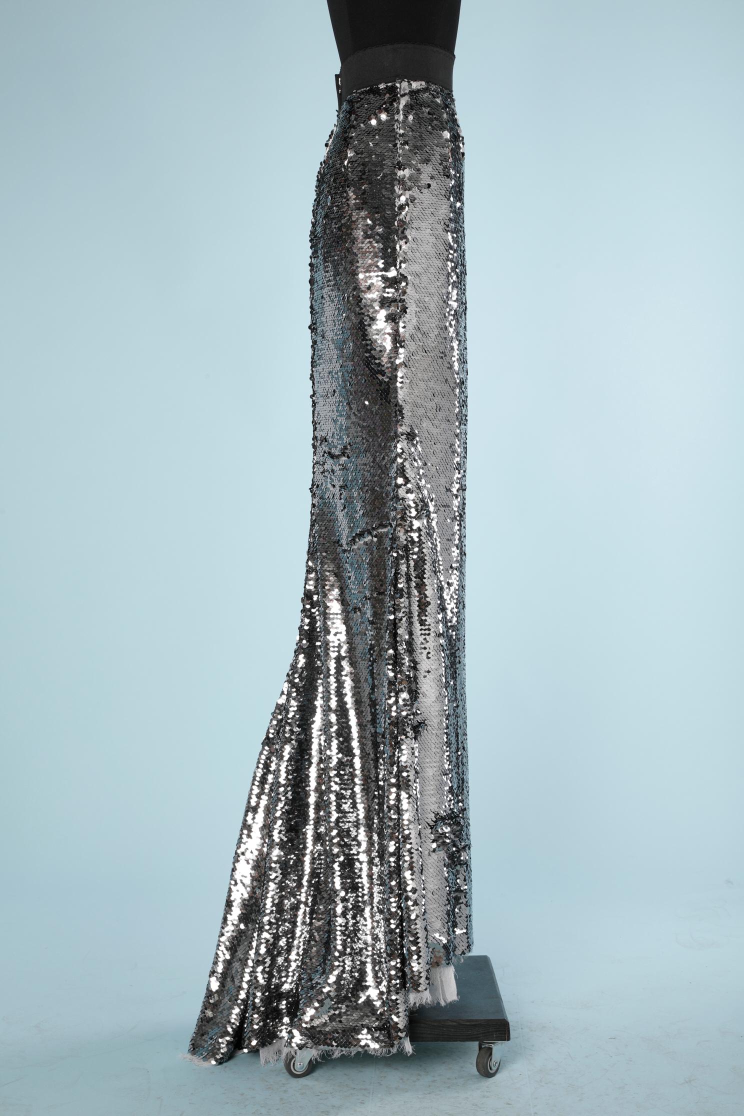 Silver Long mermaid silver sequin train skirt Dolce & Gabbana 