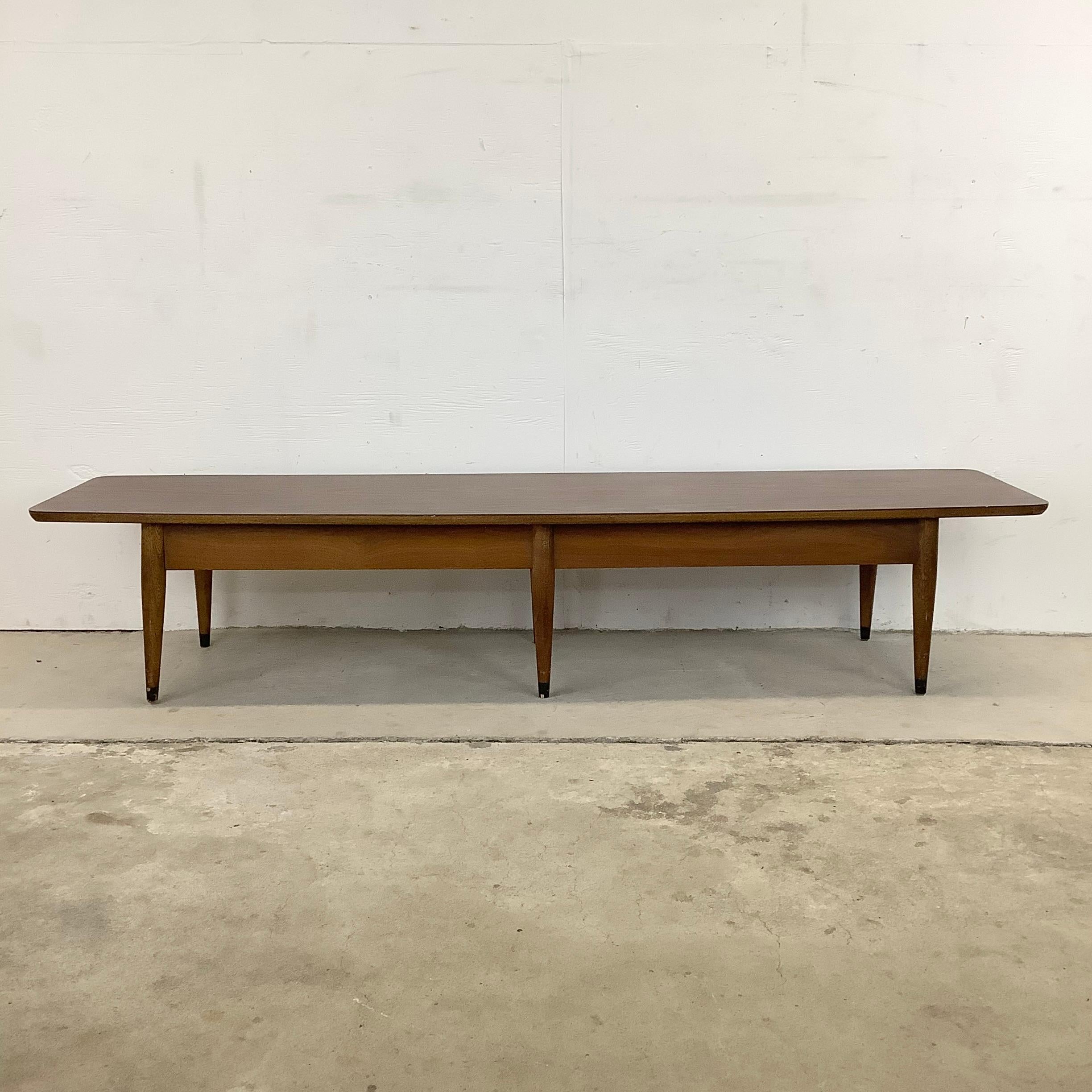 Long Midcentury Coffee Table with Dual Drawer Storage For Sale 1