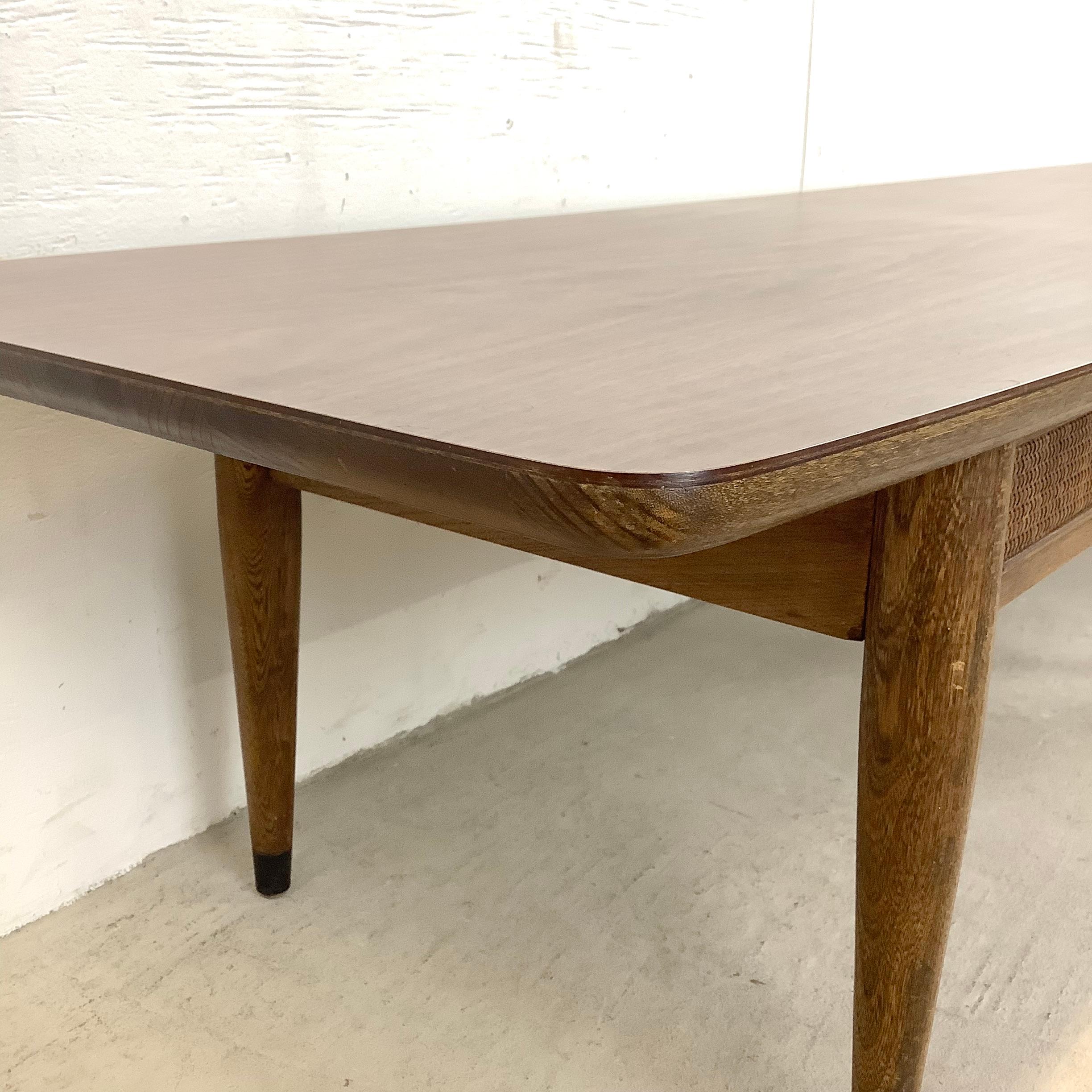 Long Midcentury Coffee Table with Dual Drawer Storage For Sale 1