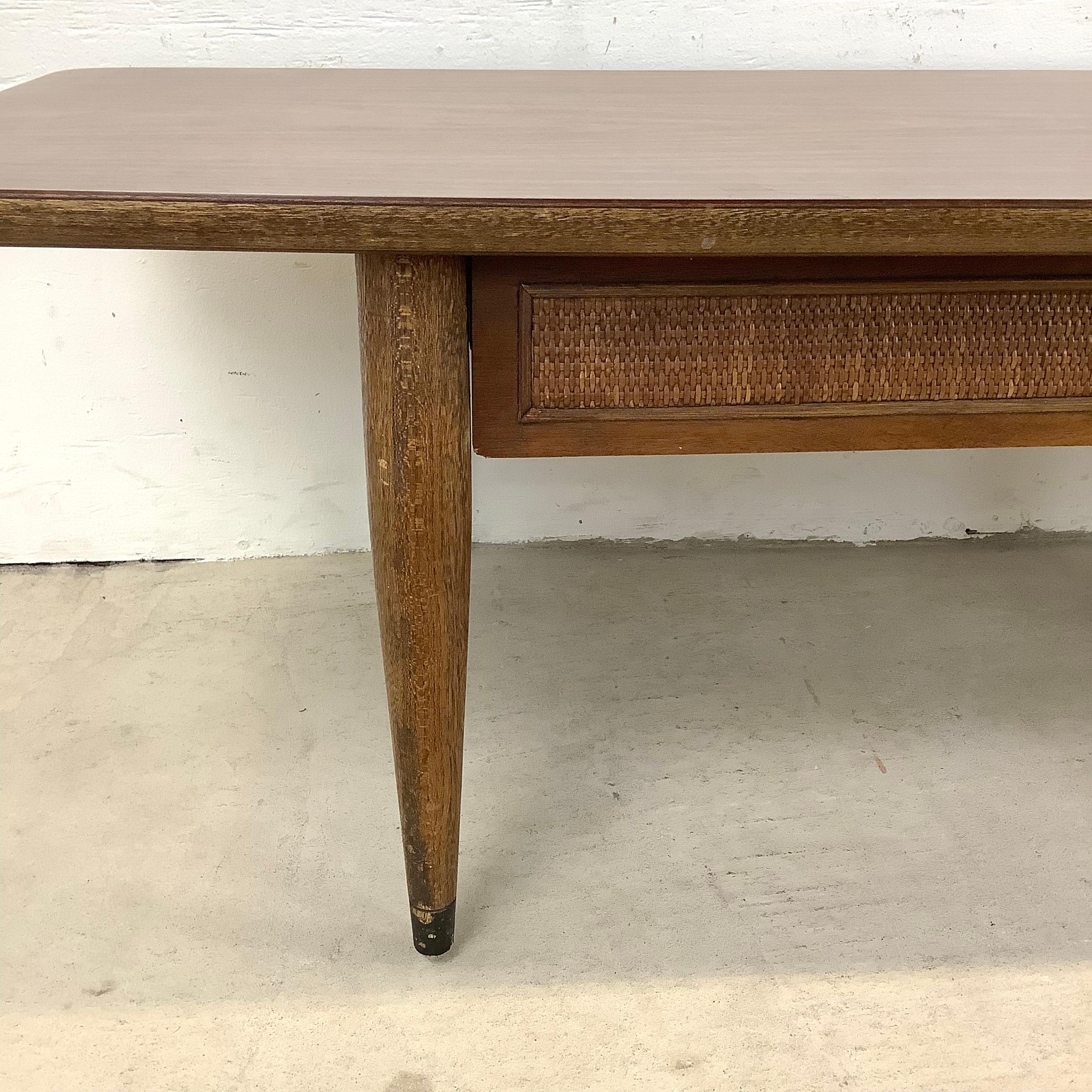 Long Midcentury Coffee Table with Dual Drawer Storage For Sale 3