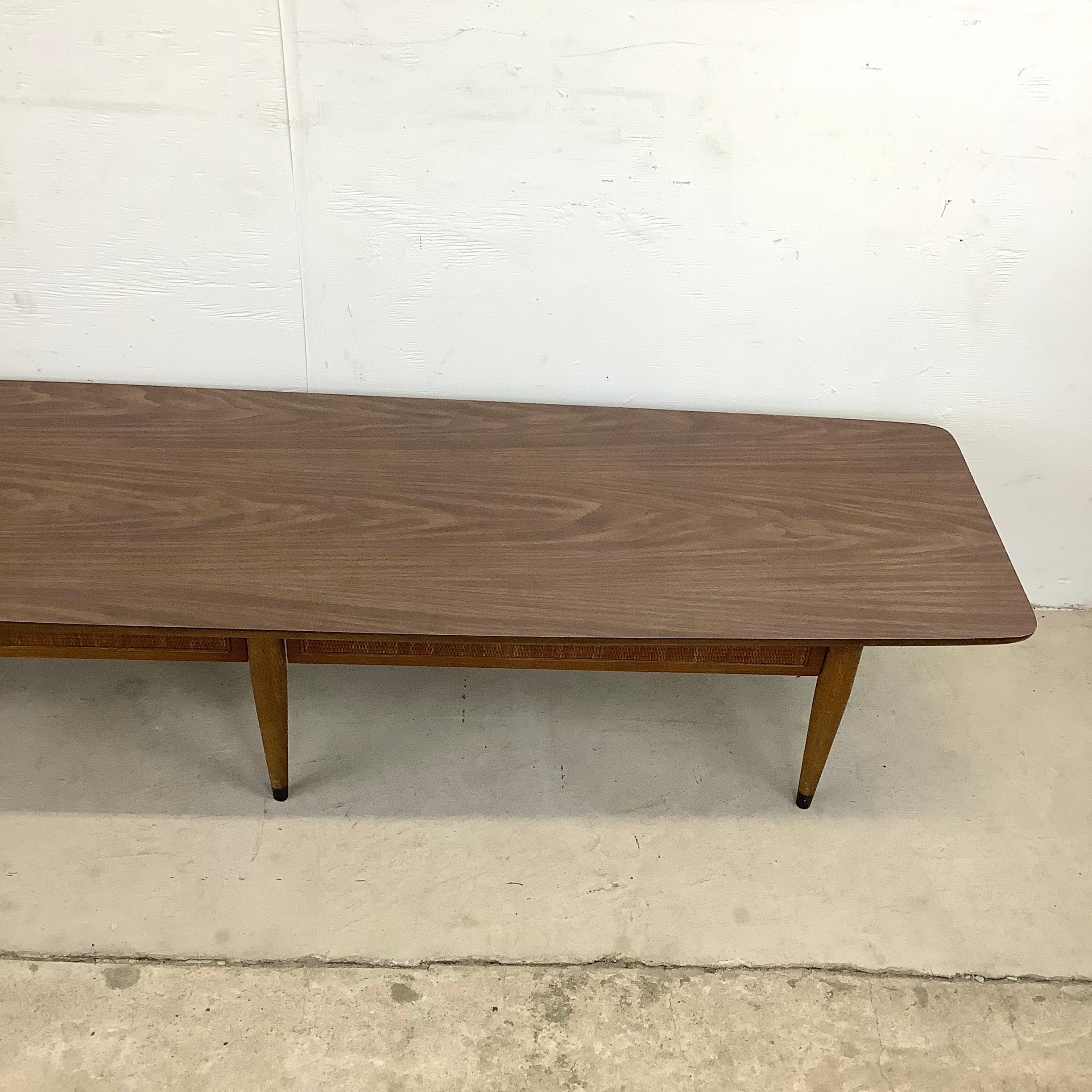 Mid-Century Modern Long Midcentury Coffee Table with Dual Drawer Storage For Sale