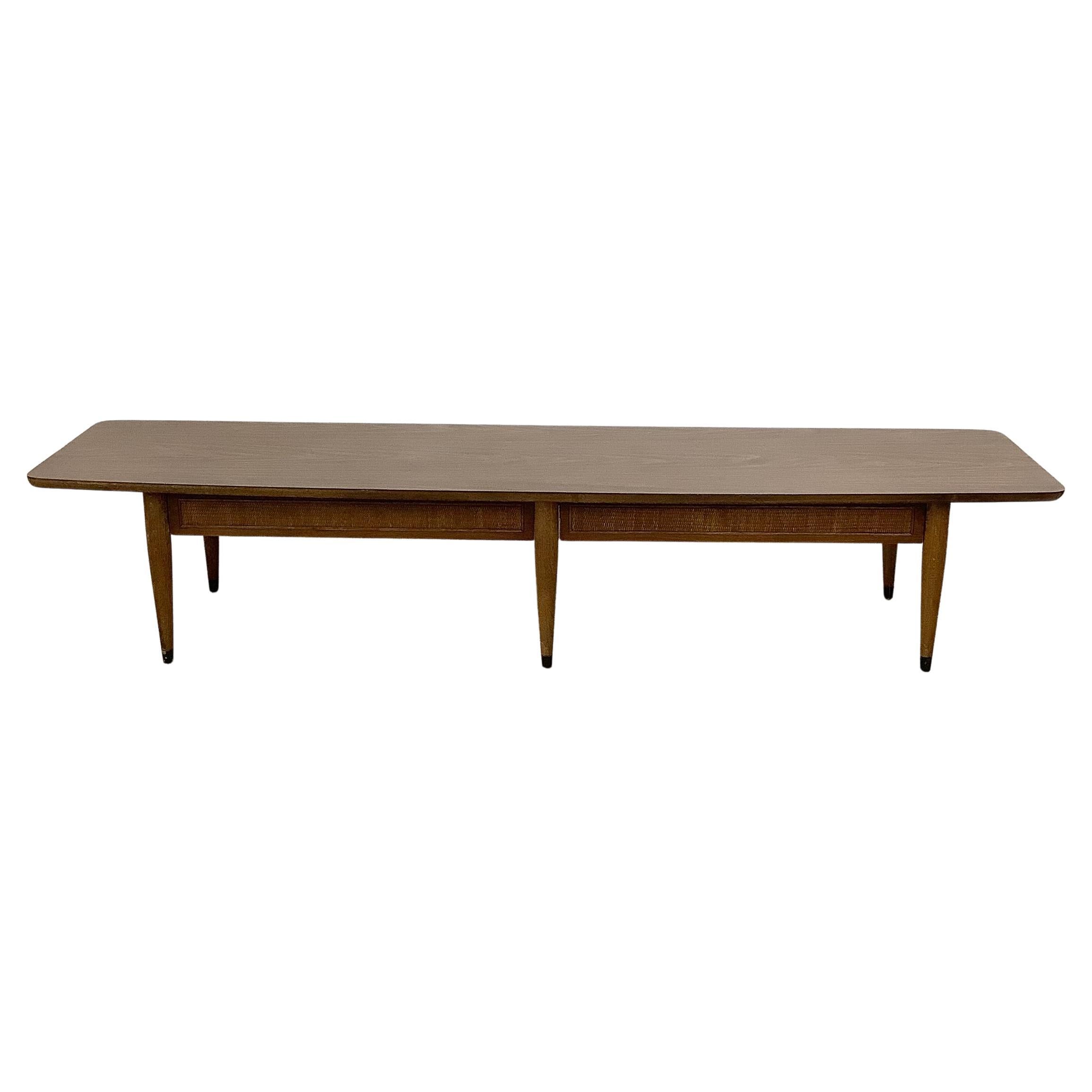 Long Midcentury Coffee Table with Dual Drawer Storage