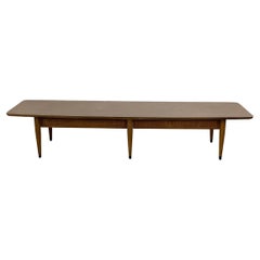 Long Midcentury Coffee Table with Dual Drawer Storage