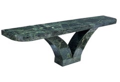 Long Mid Century Dark Green Onyx Console Table or Sofa Table by Muller of Mexico