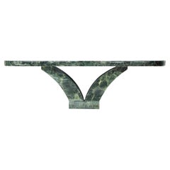 Consola o mesa de sofá larga de ónice verde oscuro de mediados de siglo por Muller of Mexico