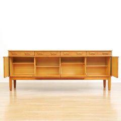 Long Mid Century English Teak Credenza
