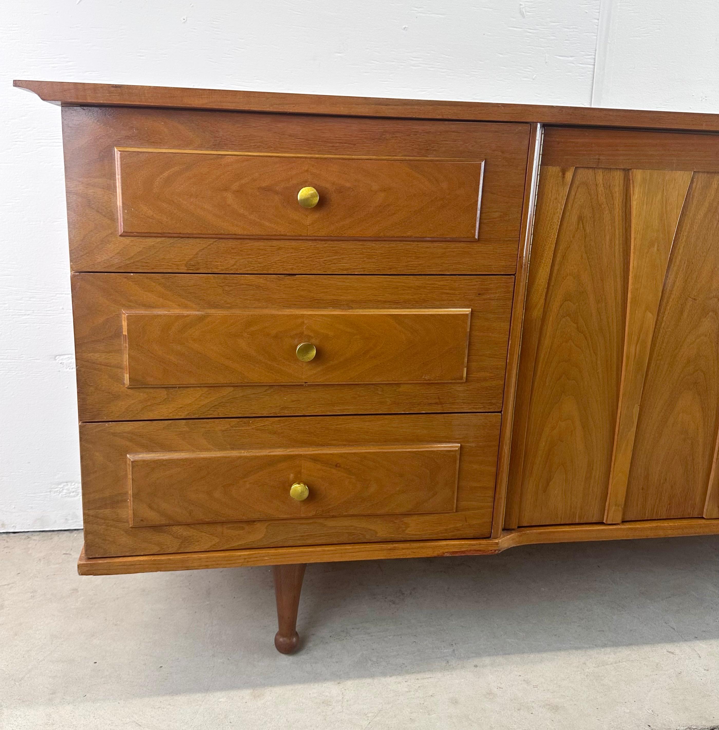 Unknown Long Mid-Century Lowboy Walnut Dresser For Sale