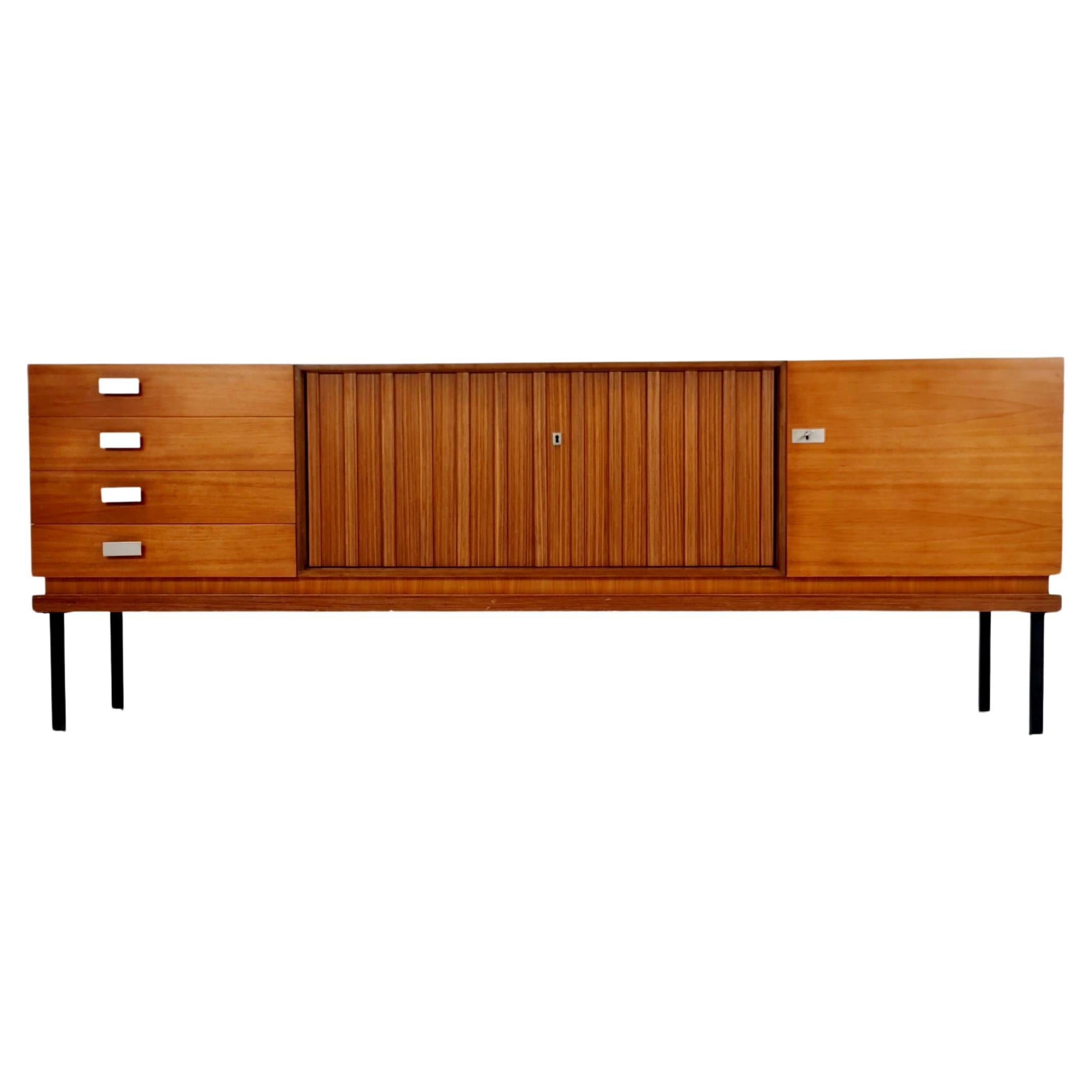 long Mid Century Modern German walnut  Sideboard by Famöla Möbel , 1950s
