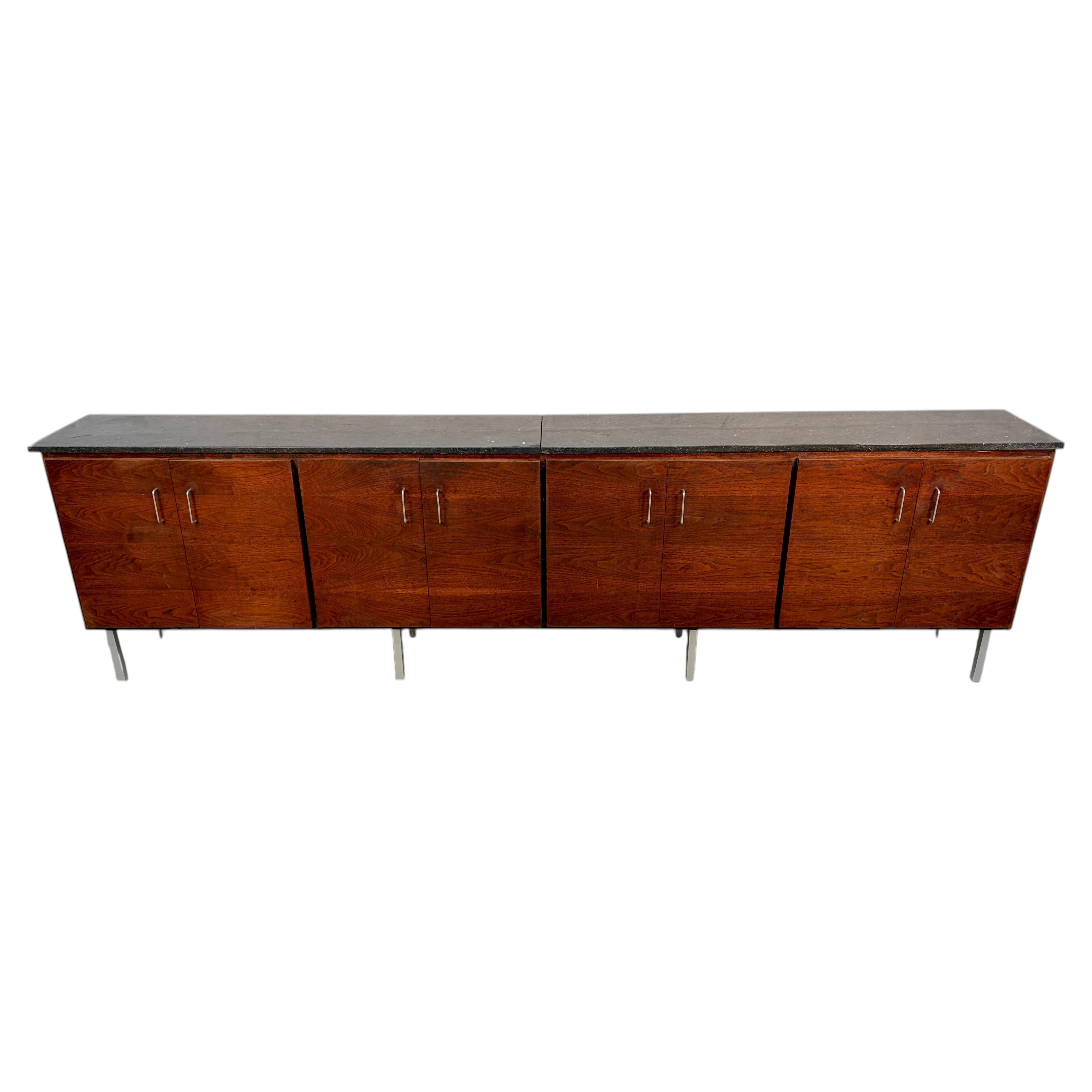 Long Mid-Century Modern Marble Credenza