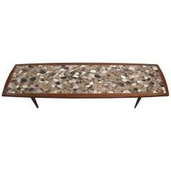 Vintage Long Mid Century  Mosaic Top Coffee Table in the Style of Martz