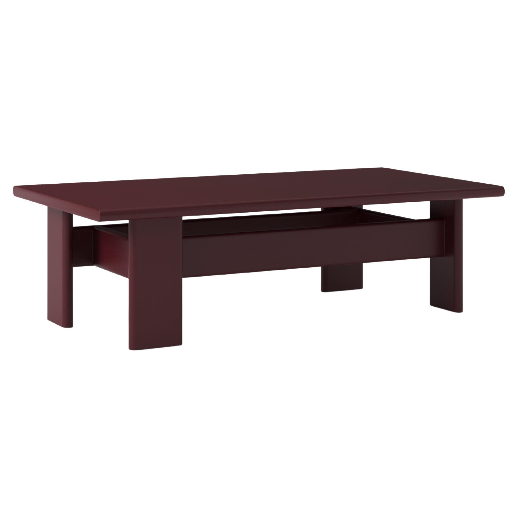 Long Minimalist Ash Side Table — Archipen 4 by NOOM, Burgundy