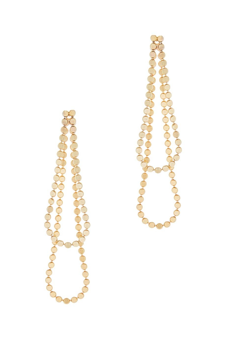  Earrings Chains Drops Round Motif Chain 18K Gold-Plated Silver Greek Earrings For Sale 1