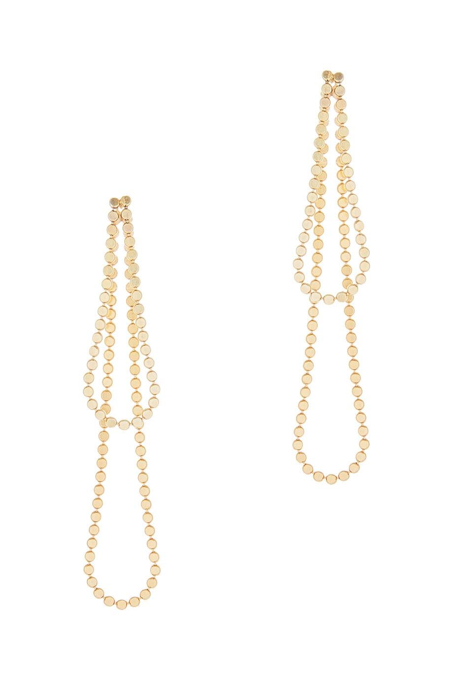  Earrings Chains Drops Round Motif Chain 18K Gold-Plated Silver Greek Earrings For Sale 2