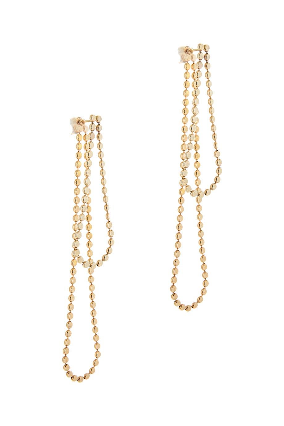  Earrings Chains Drops Round Motif Chain 18K Gold-Plated Silver Greek Earrings For Sale 3
