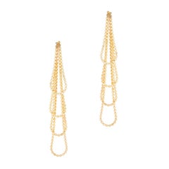  Earrings Chains Drops Round Motif Chain 18K Gold-Plated Silver Greek Earrings